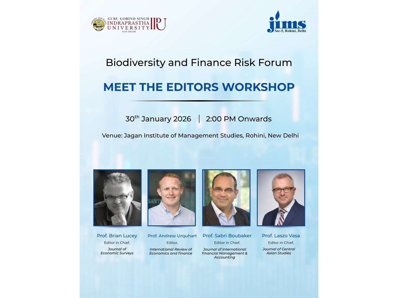 JIMS Rohini Hosts Prestigious "Meet the Editors" Workshop Under Biodiversity & Finance Risk Forum