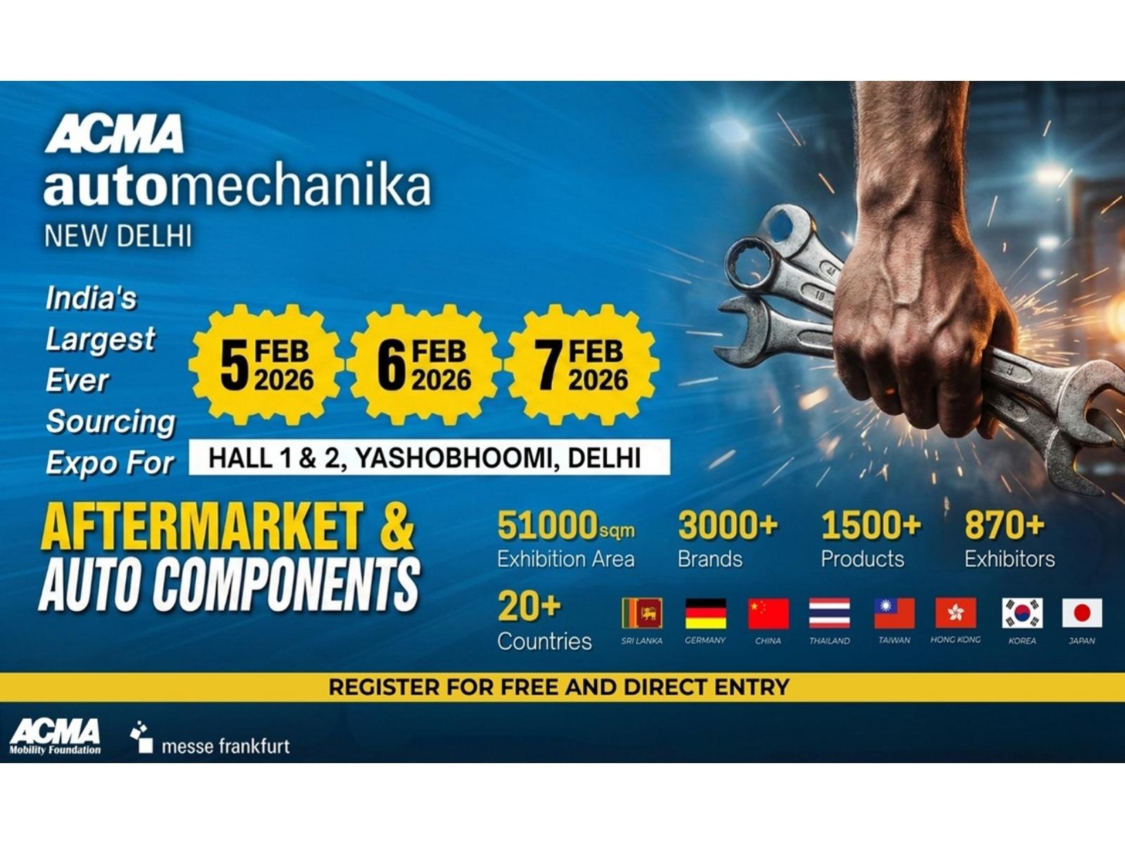 ACMA Automechanika New Delhi 2026 set to host its Largest Edition with 870+ Exhibitors from 20 countries
