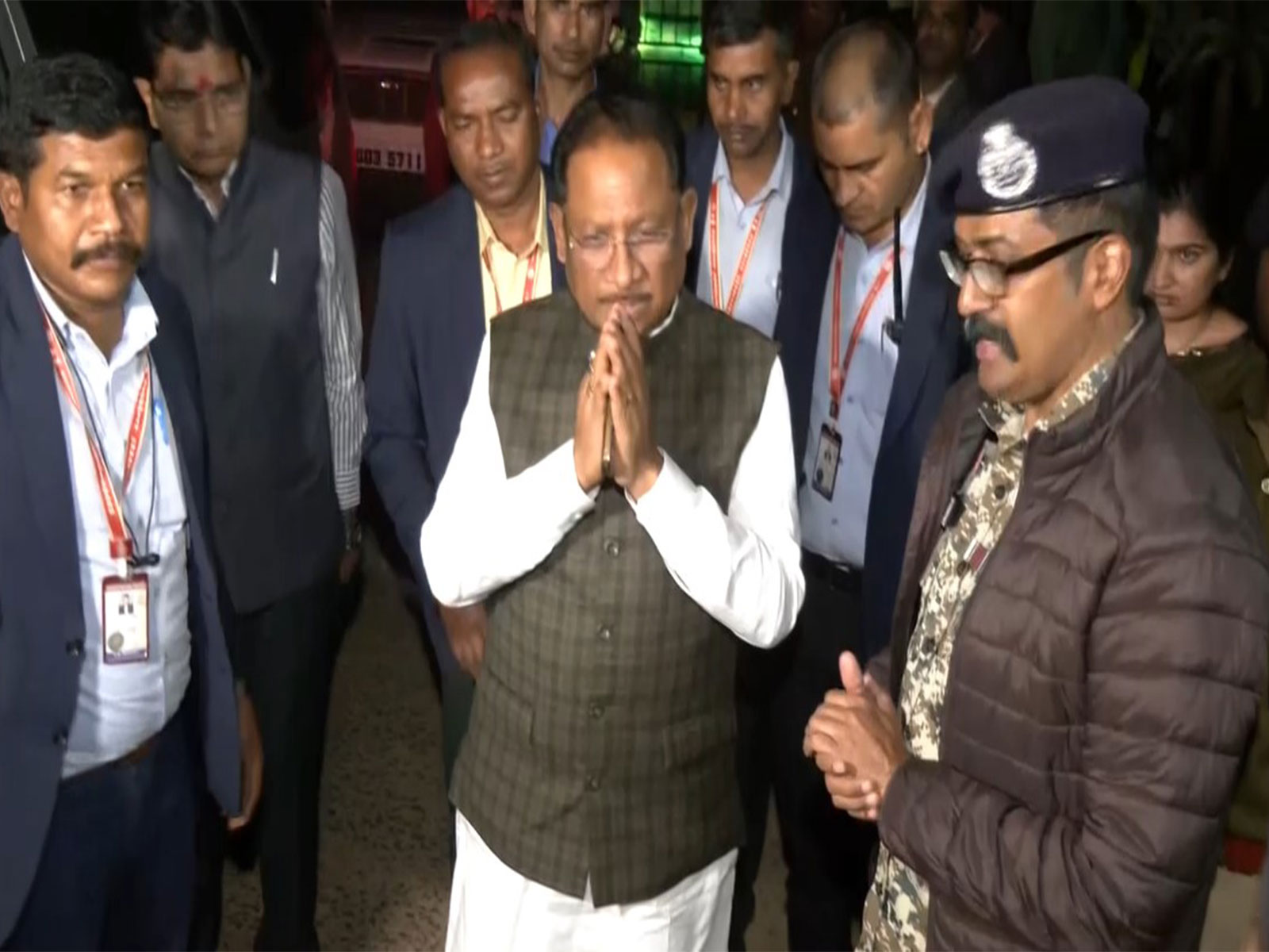 Chhattisgarh CM Vishnu Deo Sai interacts with ITBP personnel (Photo/ANI) 