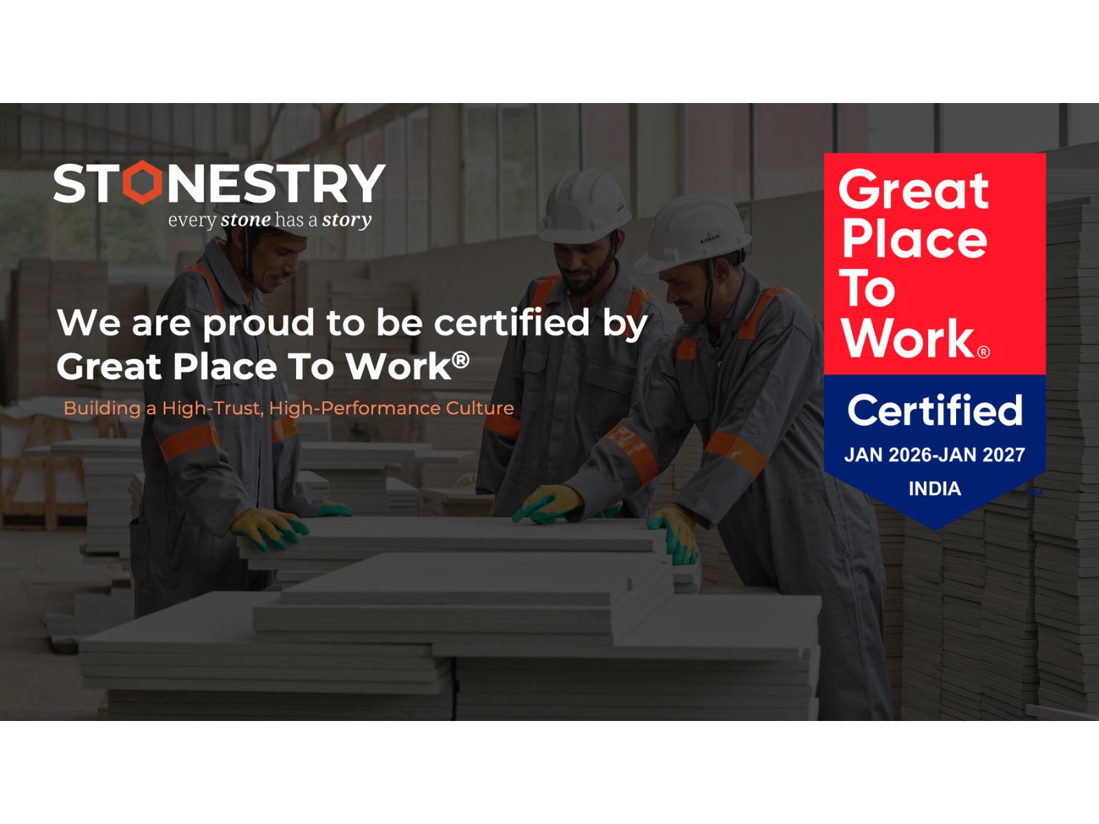 Stonestry has earned the 2026 Great Place To Work Certification, recognised for building a High-Trust, High-Performance Culture