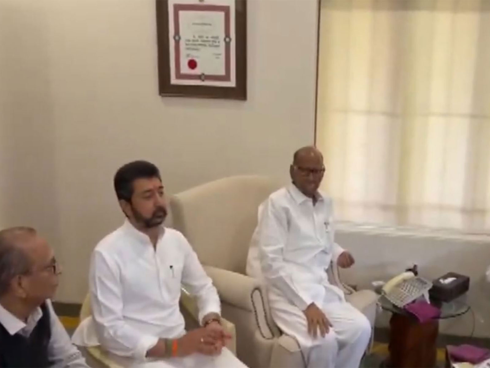 Chief Sharad Pawar holds meeting at Baramati (Photo: ANI)