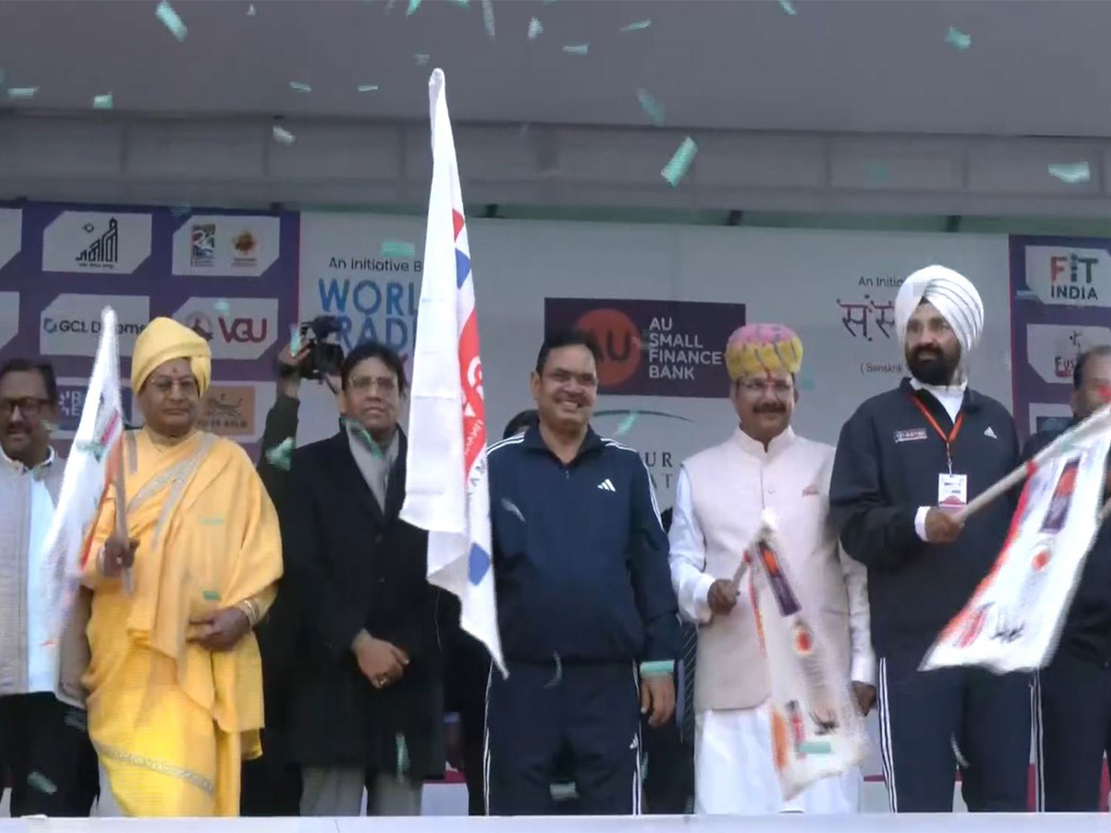 Rajasthan CM Bhajan Lal Sharma flags off AU Jaipur Marathon 2026 (Photo/ANI)