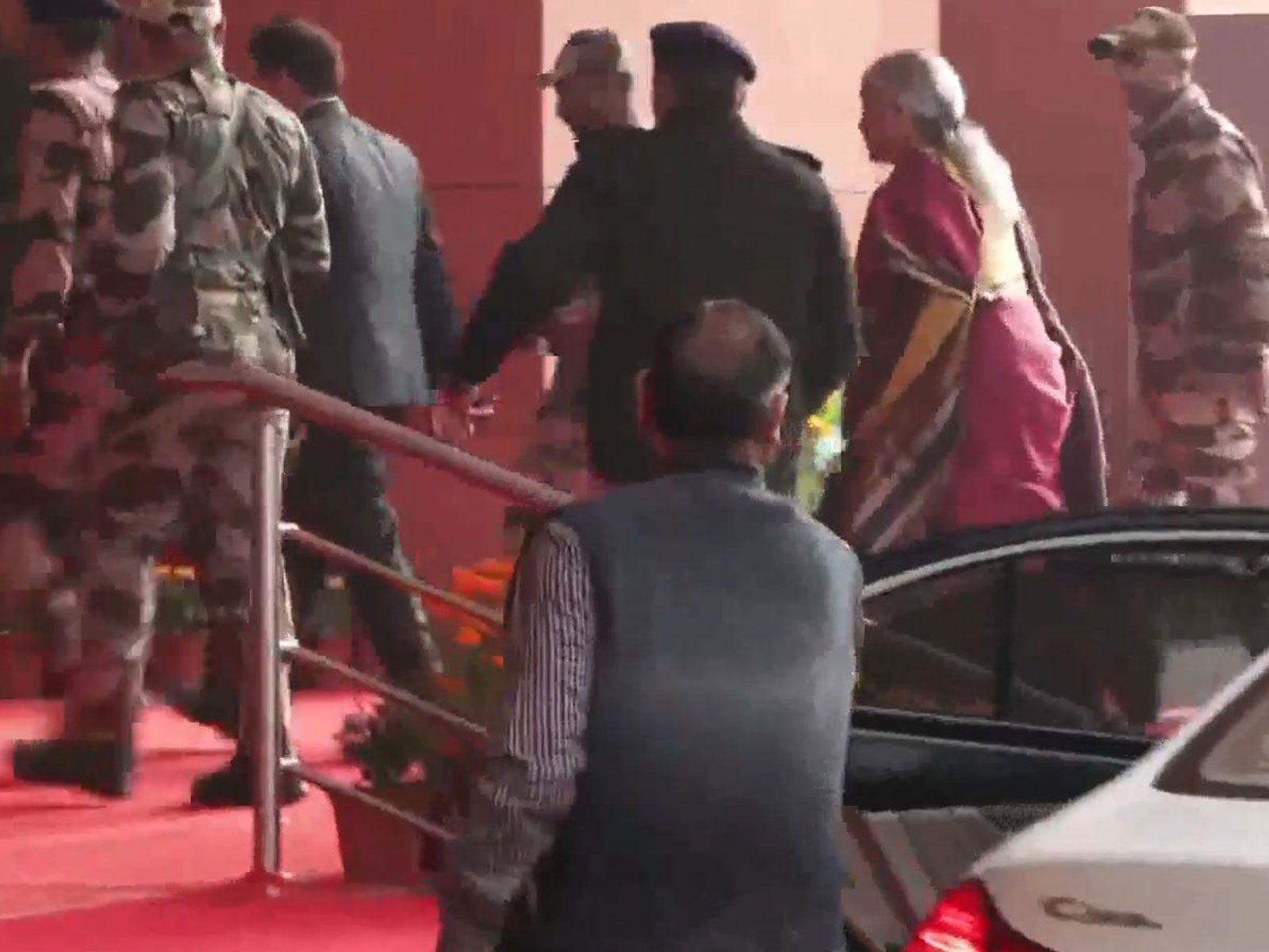 Finance Minister Nirmala Sitharaman arrives at Kartavya Bhawan (Photo/ANI)