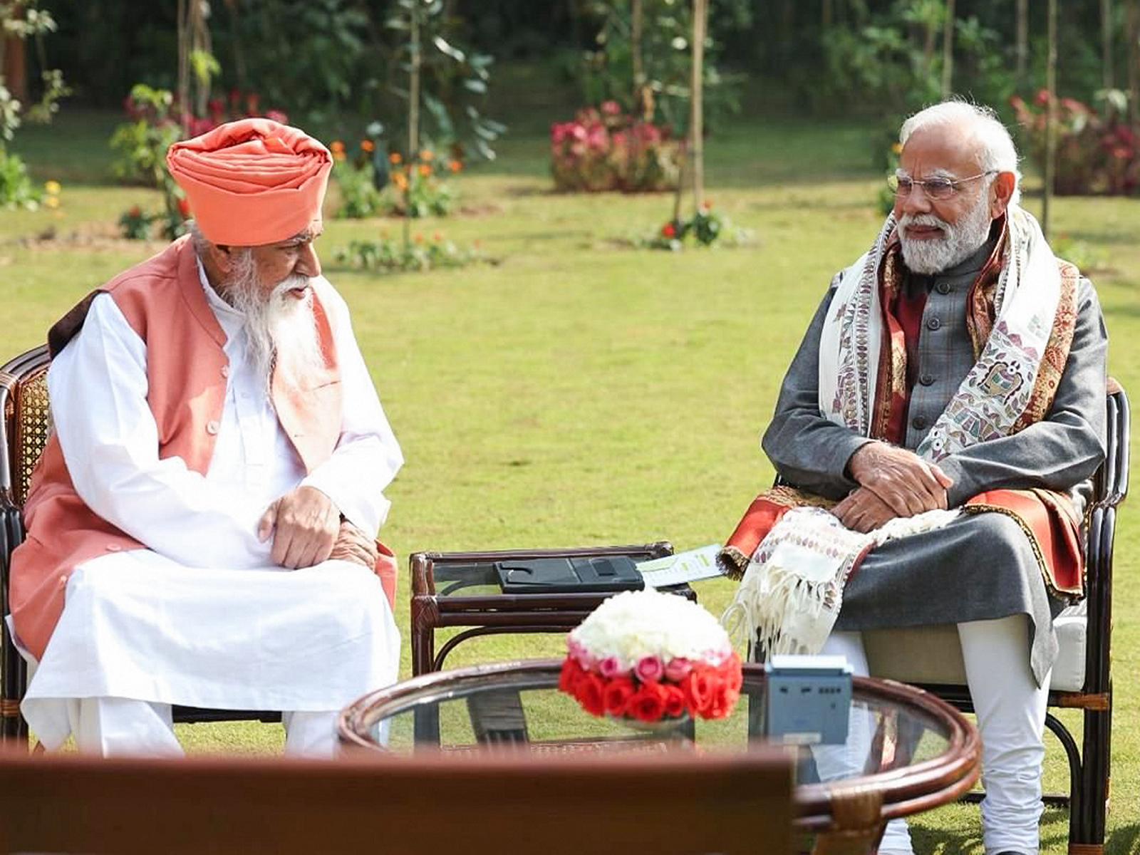 Prime Minister Narendra Modi with Sant Niranjan Dass (File Photo/ANI)