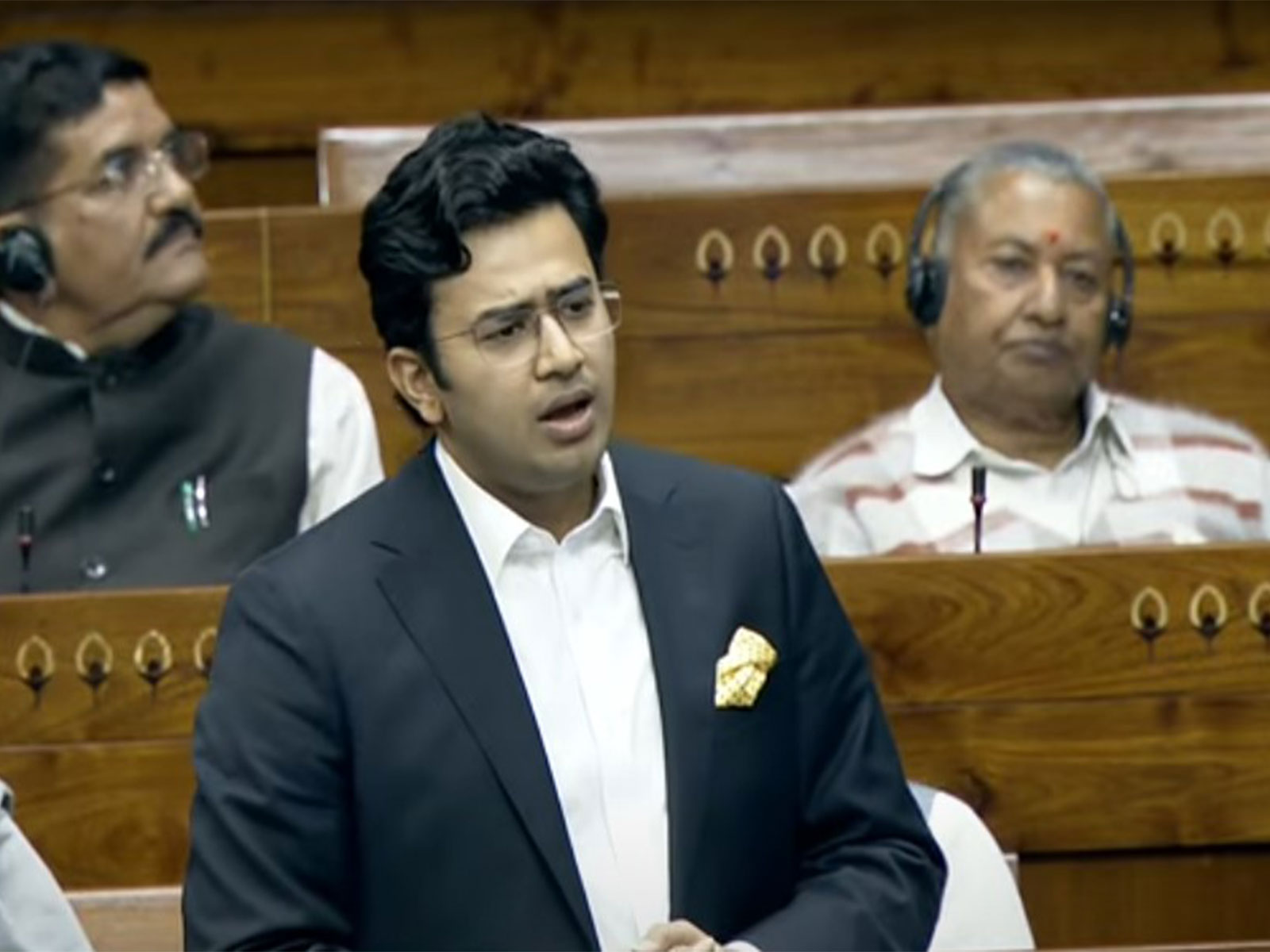 BJP MP Tejasvi Surya during Motion of Thanks in Lok Sabha (Photo/ANI)