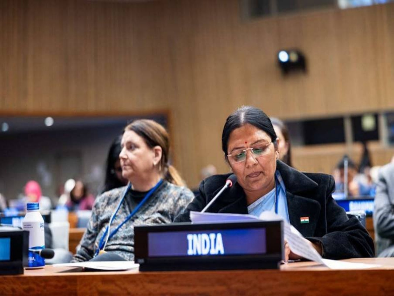 Minister of State for Women and Child Development Savitri Thakur delivers India's national statement at the 64th Session of the Commission for Social Development (CSocD) in New York. (Photo/PIB)