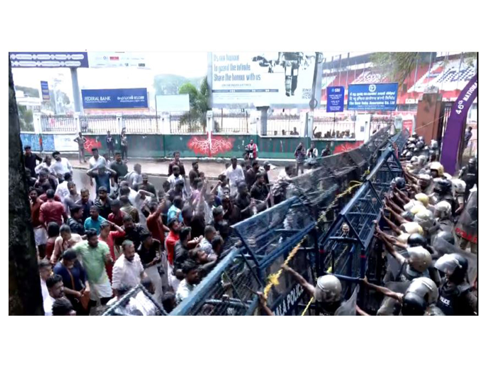 BJYM protest in Kerala's capital Thiruvananthapuram (Phto/ANI)