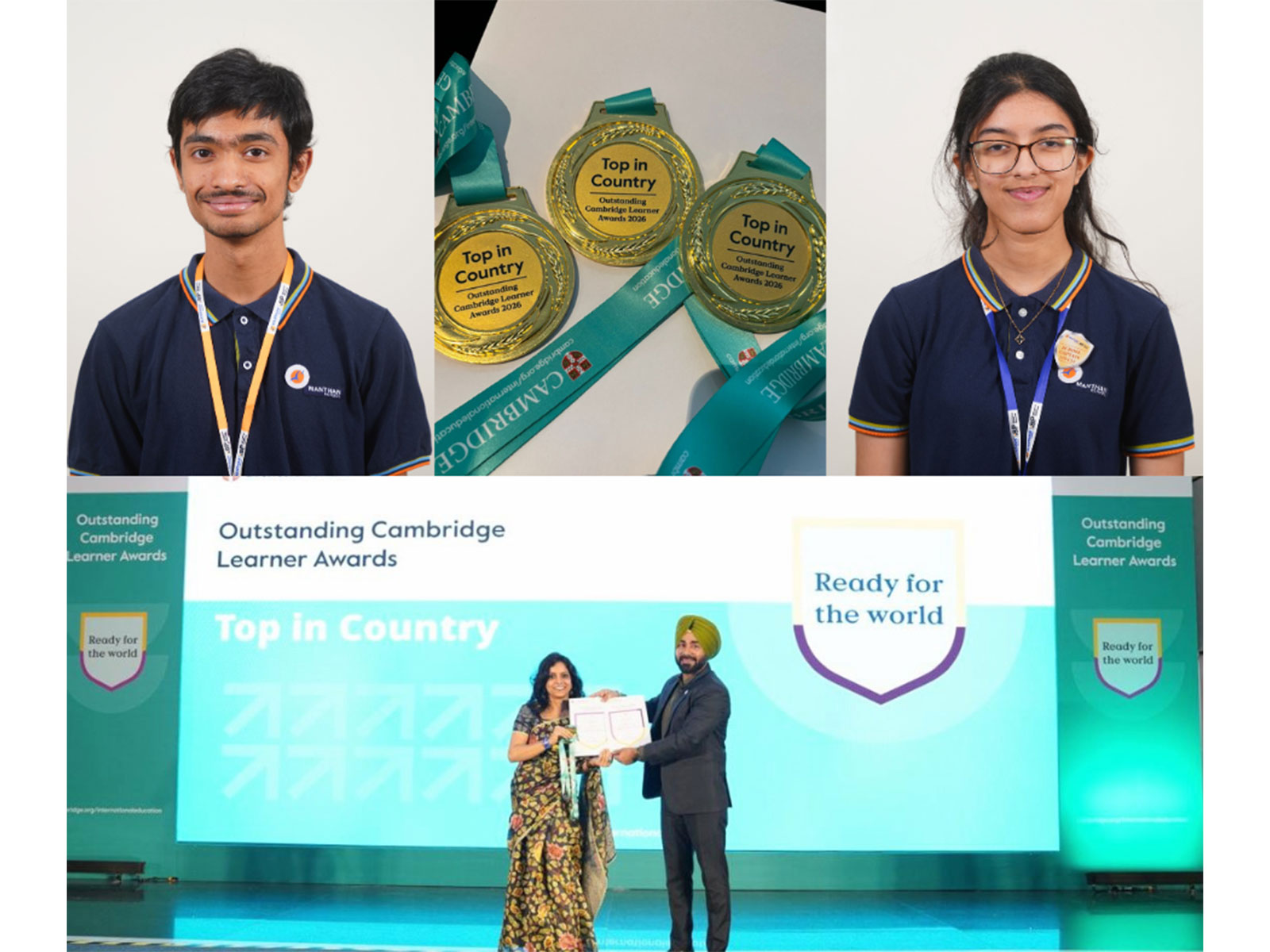 Manthan students Hansini and Ishan earn national recognition at the Cambridge Outstanding Learner Awards, receiving Top in the Country honours