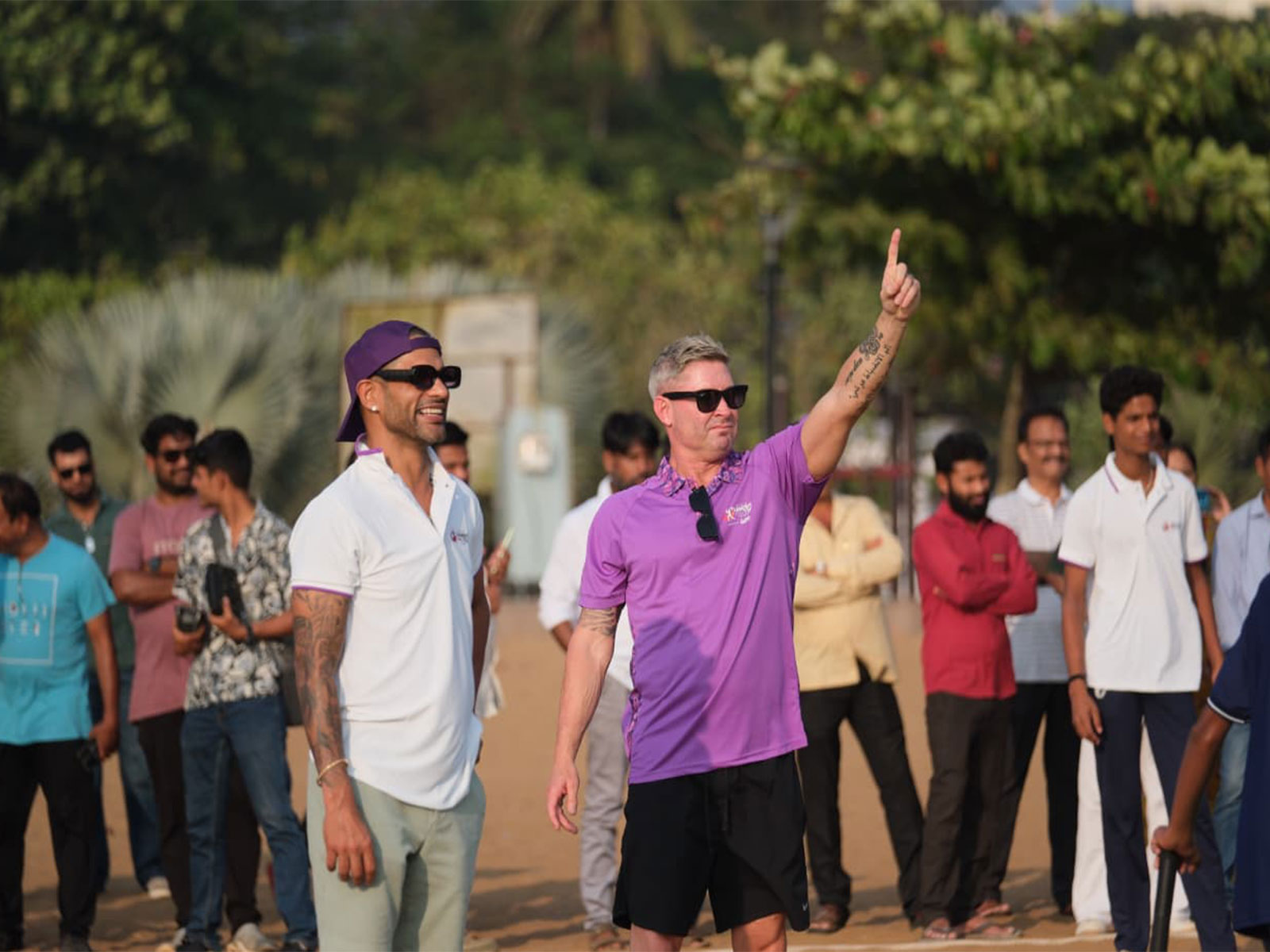 Shikhar Dhawan (L)  and Michael Clarke (R). (Photo: World Legends Pro T20 League)