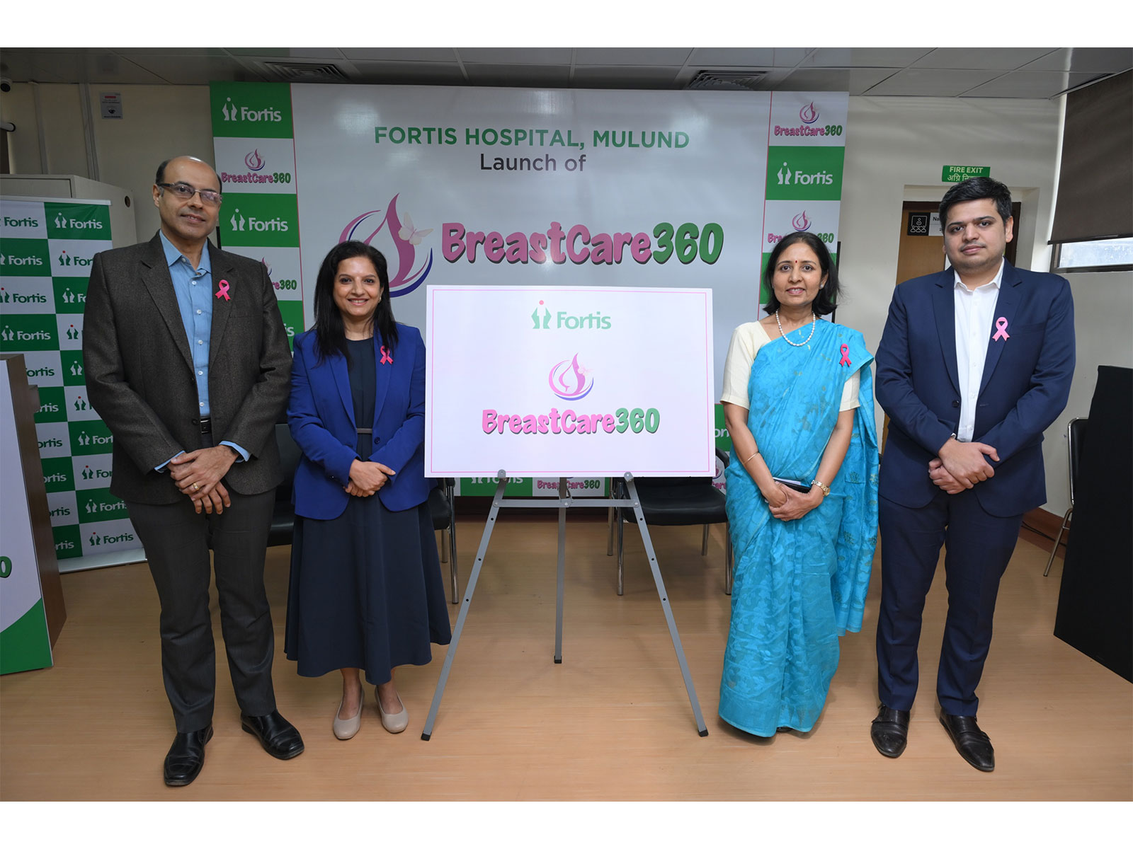 (L-R) Fortis Hospital, Mulund's Dr Vishal Beri, Dr Rachana Tataria, Dr Sonali Maniar and Dr Raj Kapadia at the launch of BreastCare360 on World Cancer Day 2026
