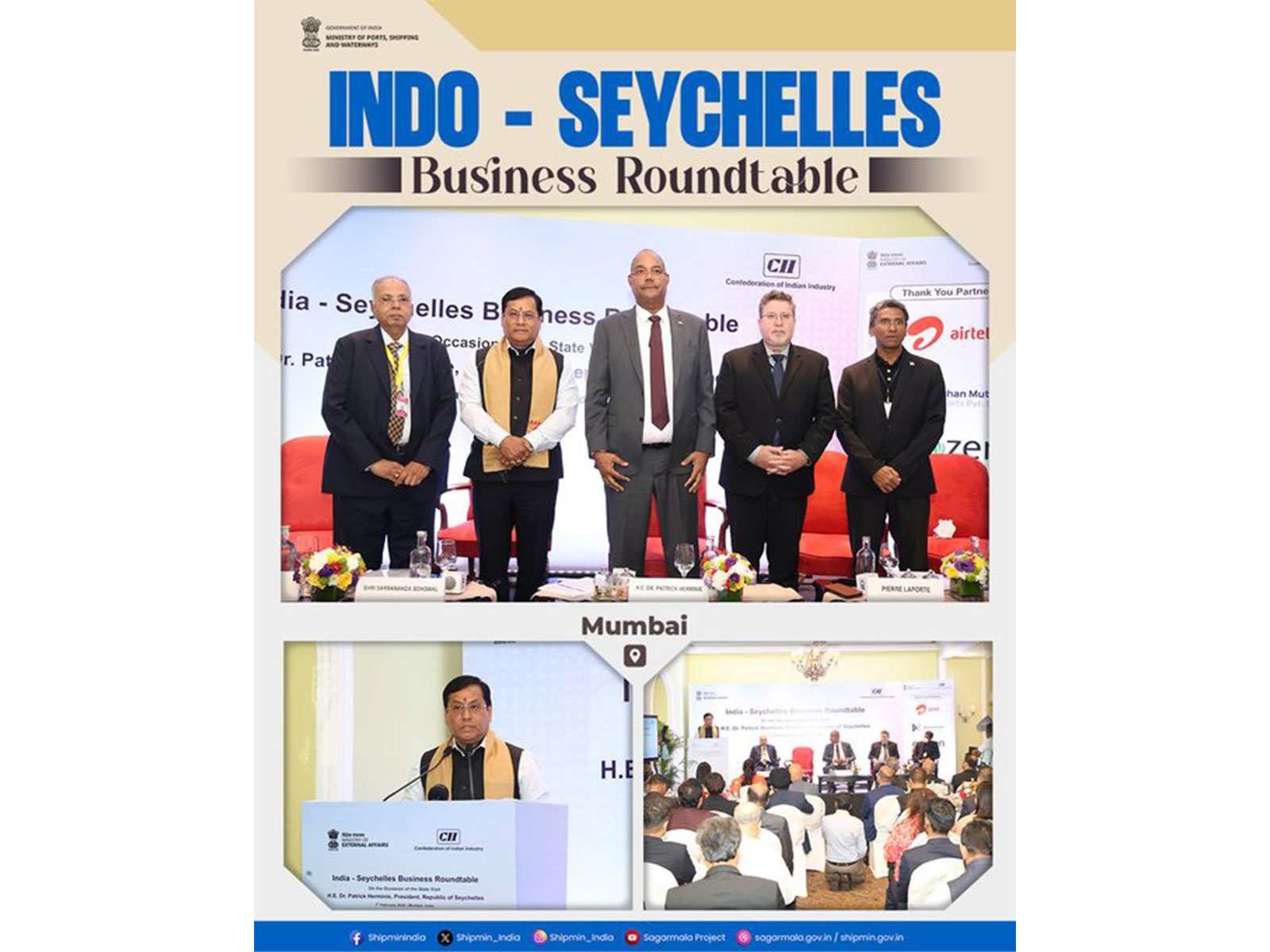  President of Seychelles, Patrick Herminie, rubbed shoulders with prominent business leaders at the India-Seychelles roundtable. 