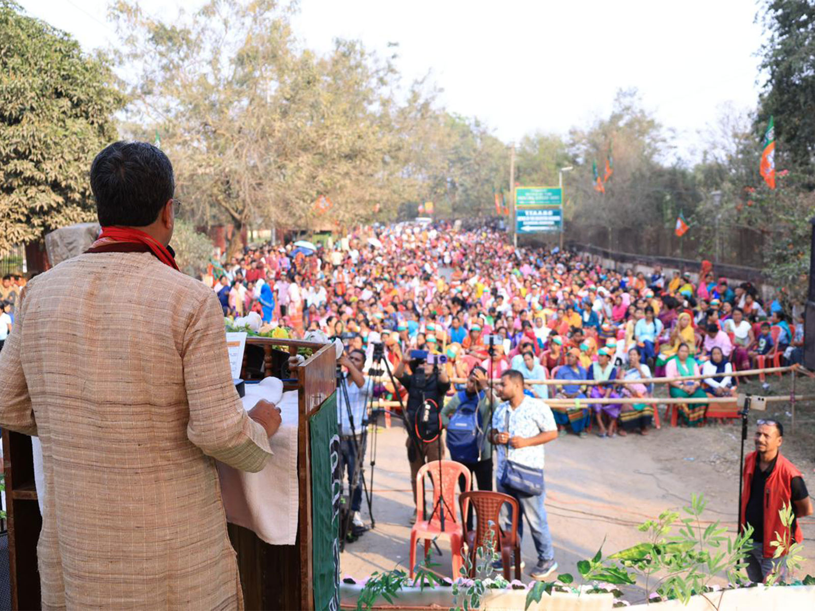 Chief Minister Manik Saha, at a meeting organised by BJP at ADC headquarters (Photo/PIB)