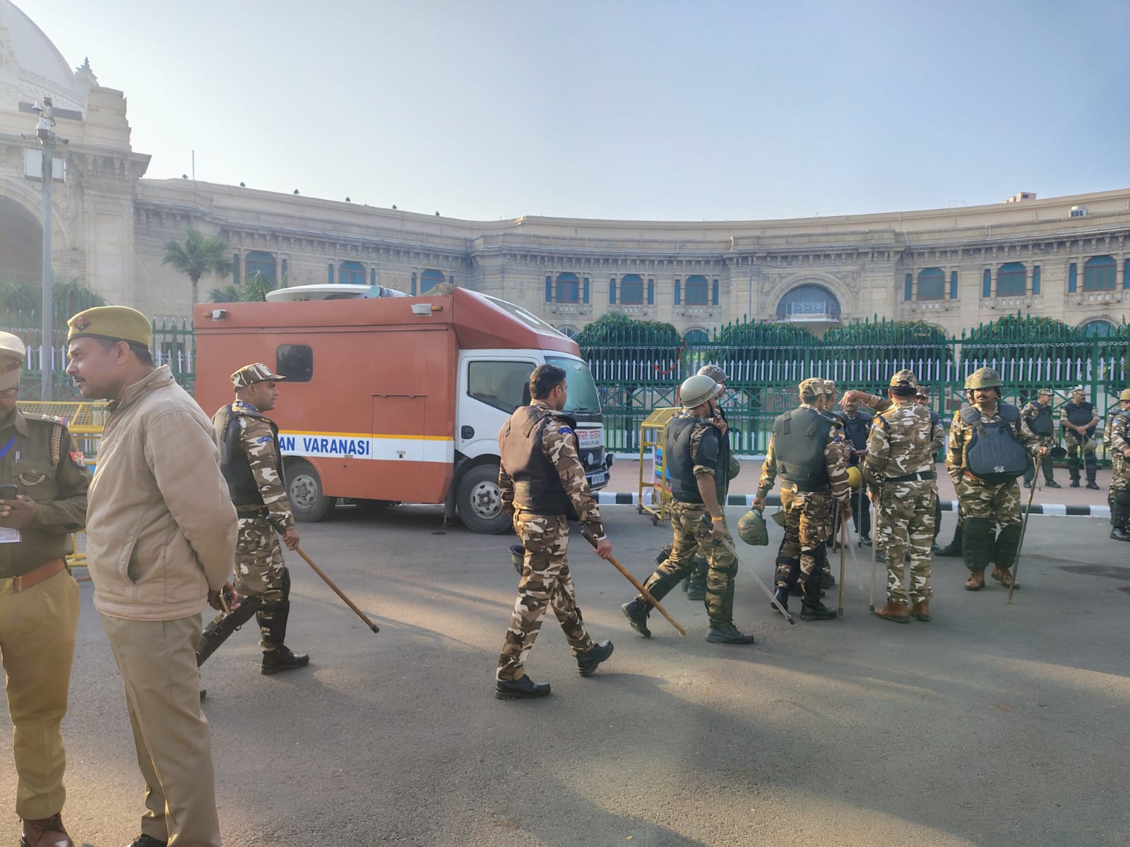 Police and Rapid Response Force (RRF) deployed around UP Assembly ahead of budget session (Photo/ANI)