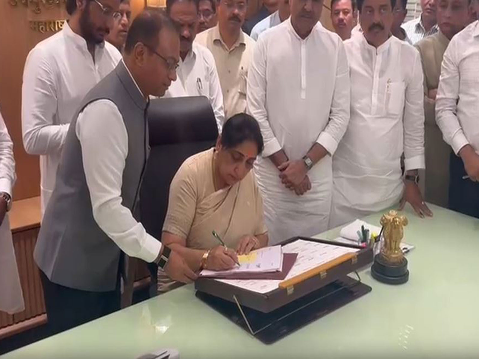 NCP leader Sunetra Pawar takes charge as Maharashtra Deputy CM (Photo/ANI)