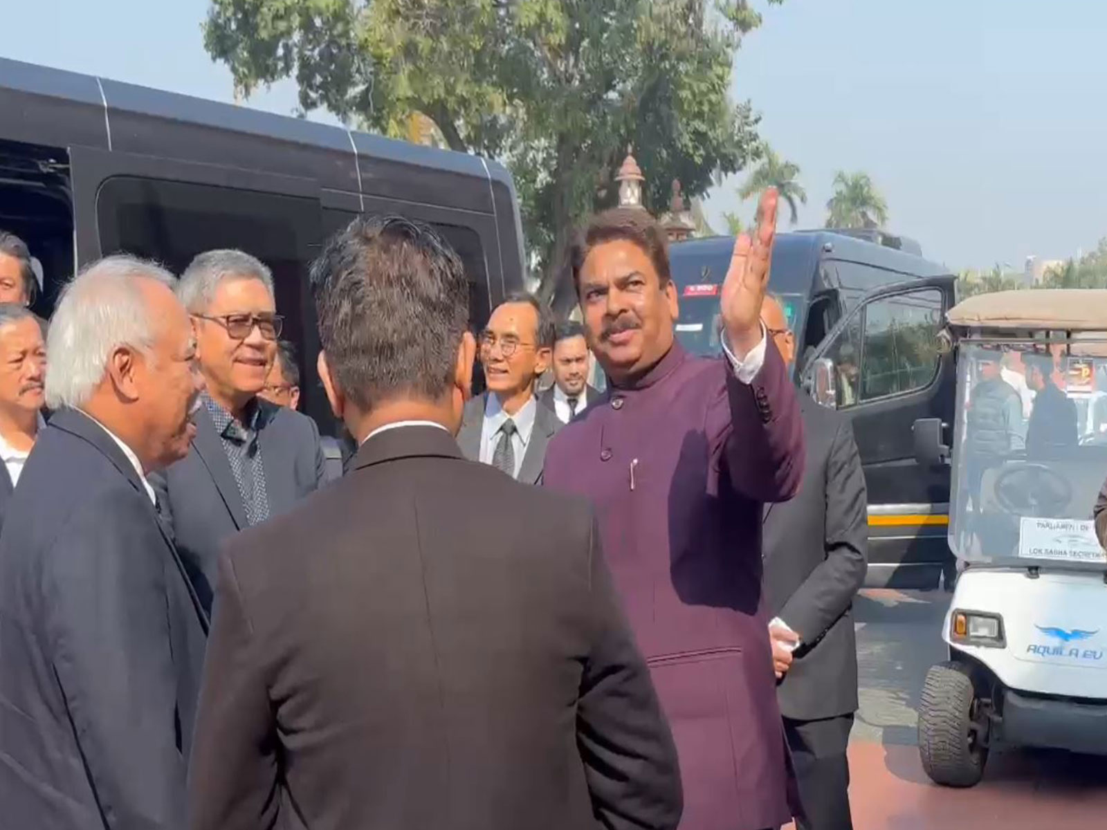 Members of an Indonesian delegation arrive at Parliament during the ongoing Budget Session of both Houses of Parliament, in New Delhi. (Photo/ANI)