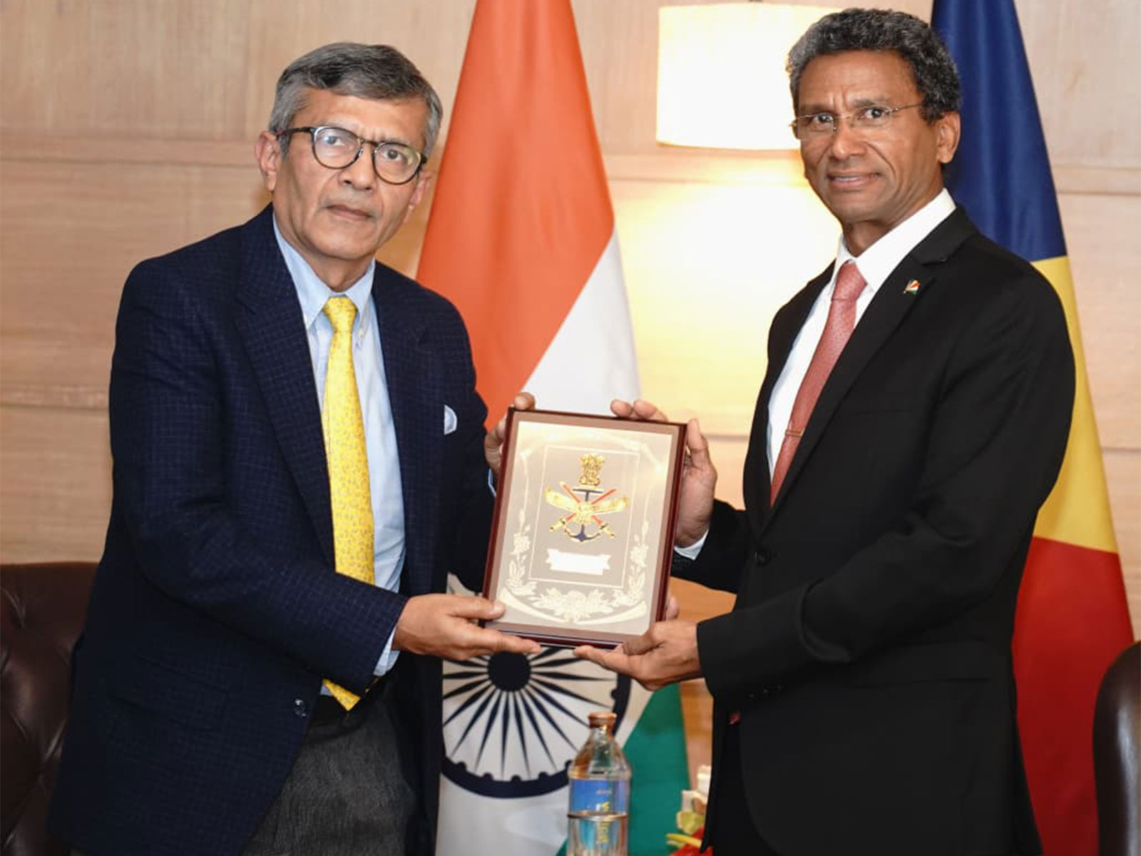 Defence Secretary Rajesh Kumar Singh with Seychelles' Minister for Foreign Affairs and the Diaspora Barry Faure (Photo/X@SpokespersonMoD)