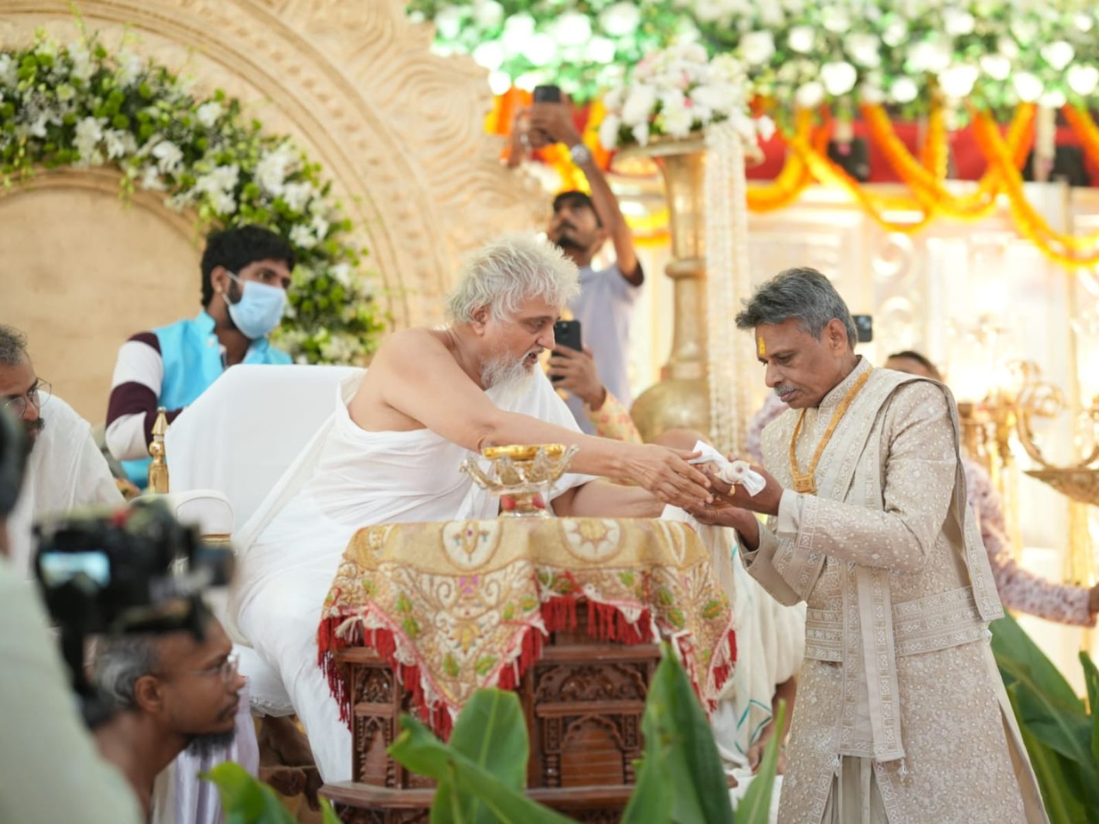 Param Pujya Muniraj Shri Shaurya Bhushan Vijay Ji Maharaj Saheb seen taking Diksha from Gurudev Pandit Maharaj Saheb