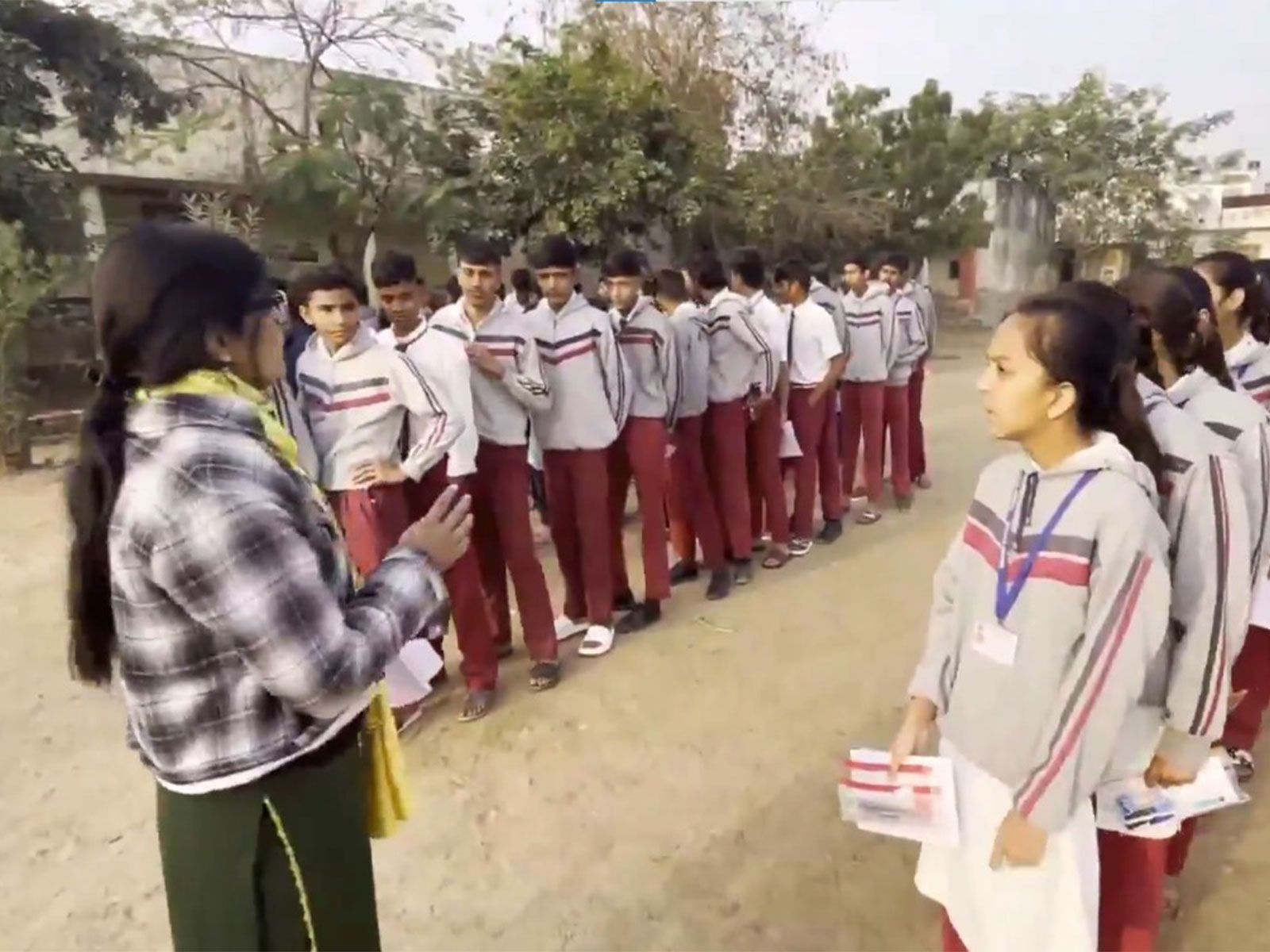 Students at an examination centre in Ajmer (Photo: ANI)