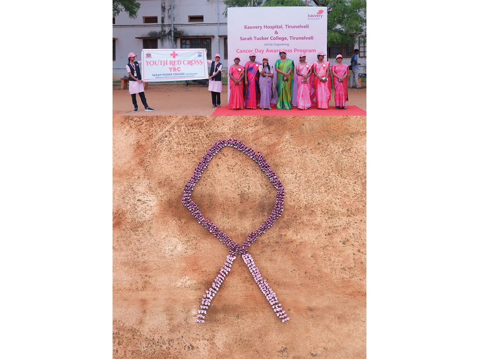 Youth Red Cross Students and Kauvery hospital joined forces to organize a World Cancer Day awareness programme in Tirunelveli