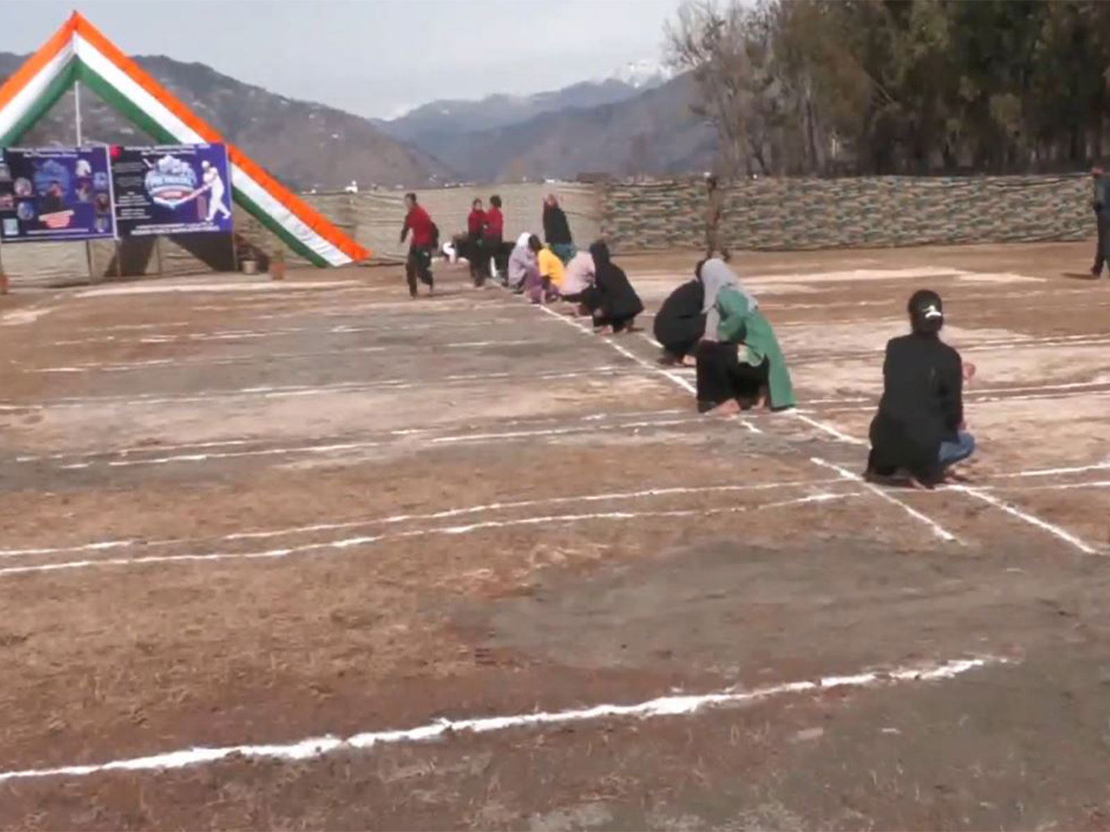 Girls participate in Kho-Kho competition at Surankot Town, Poonch (Photo/ANI)