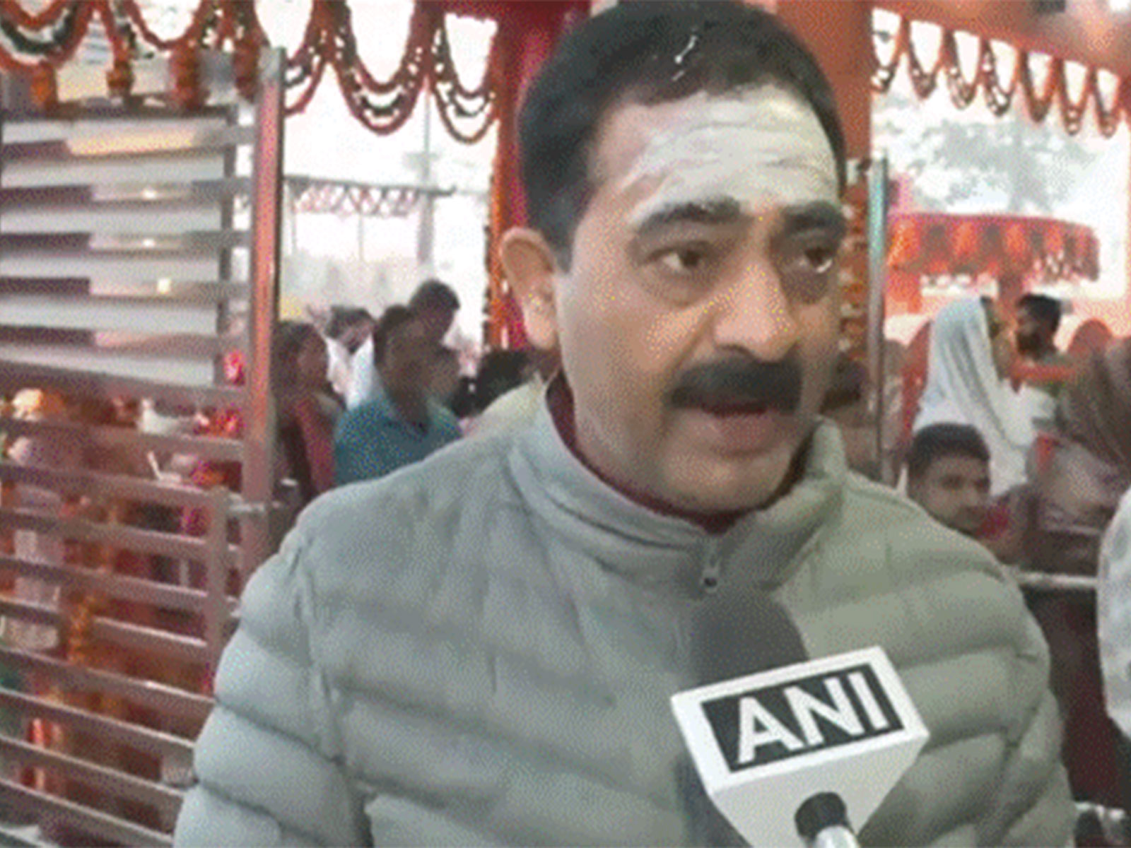 Devotee Yatindra Mishra at a Gorakhpur temple, on the occasion of Mahashivratri (Photo: ANI)