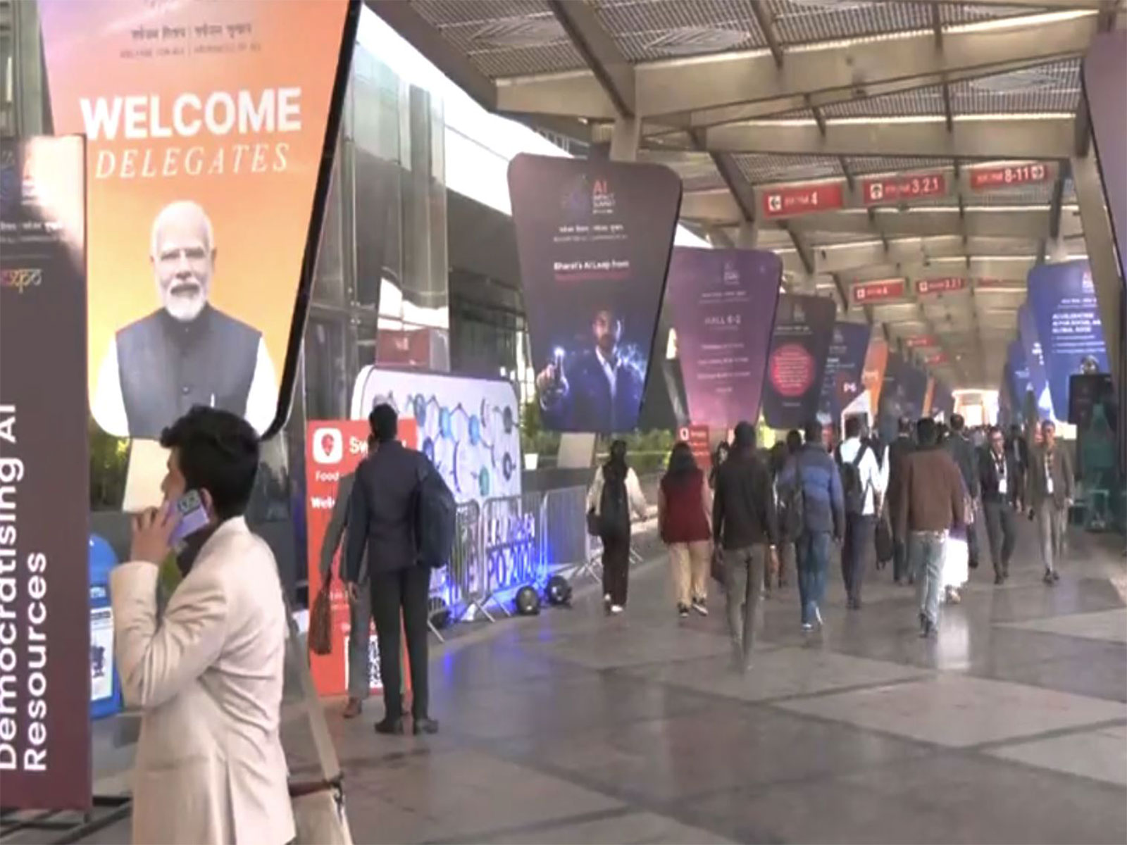 Scenes at the Bharat Mandapam-venue for the AI India Impact Summit (Photo/ANI)