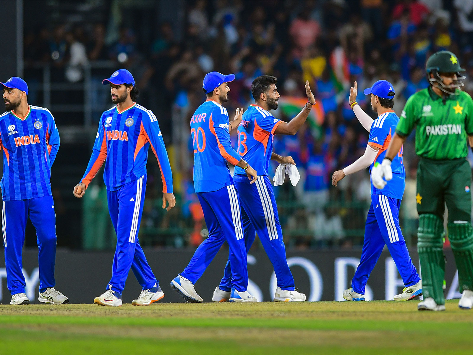 Indian cricketers celebrating the wicket of Pakistan skipper Salman Agha during T20 WC 2026 clash (Photo: ANI)