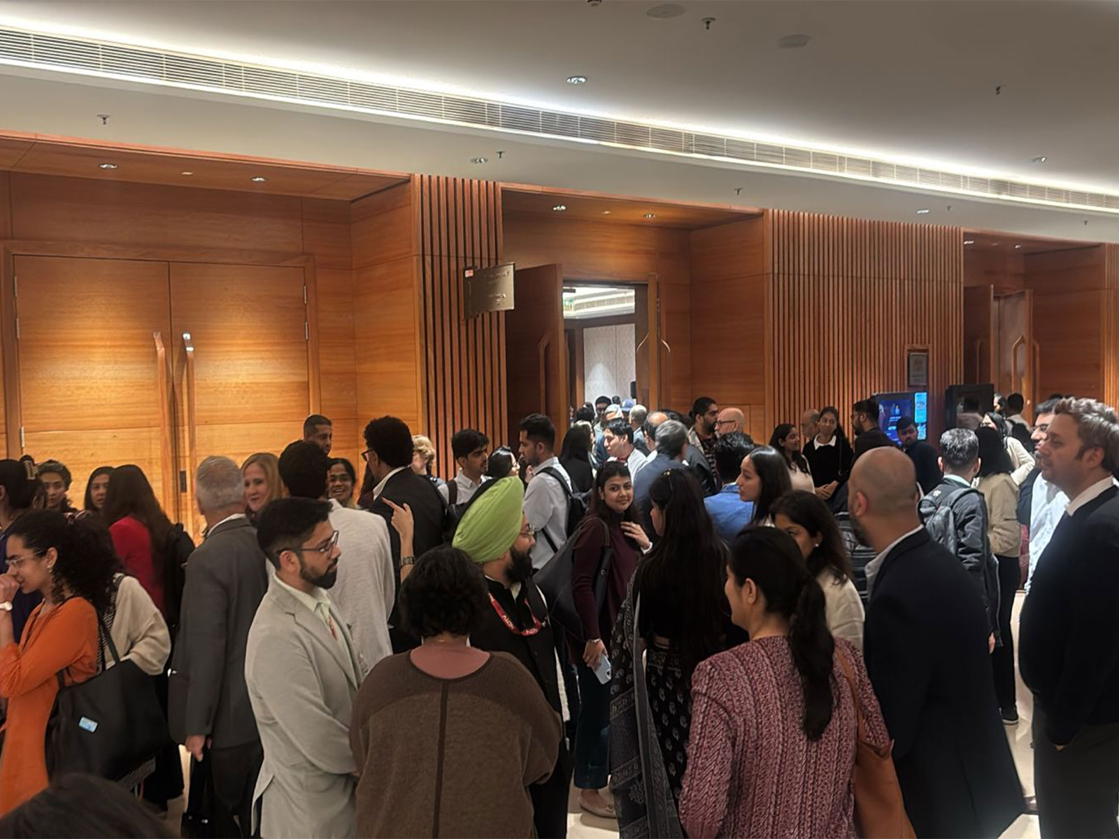 A large gathering at Bharat Mandapam in New Delhi as India hosts the AI Impact Summit 2026, themed "Sarvajana Hitaya, Sarvajana Sukhaya." (Photo/ANI)