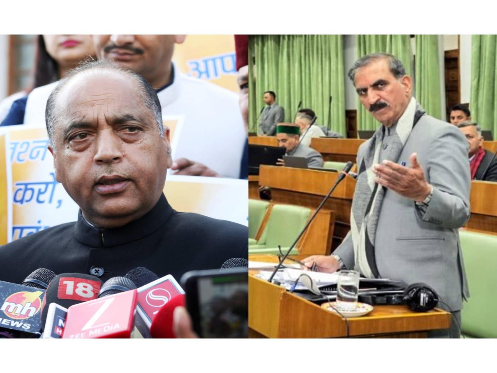 Himachal Pradesh Chief Minister Sukhvinder Singh Sukhu (R) and Leader of the Opposition Jairam Thakur (L) (File Photo/ANI)