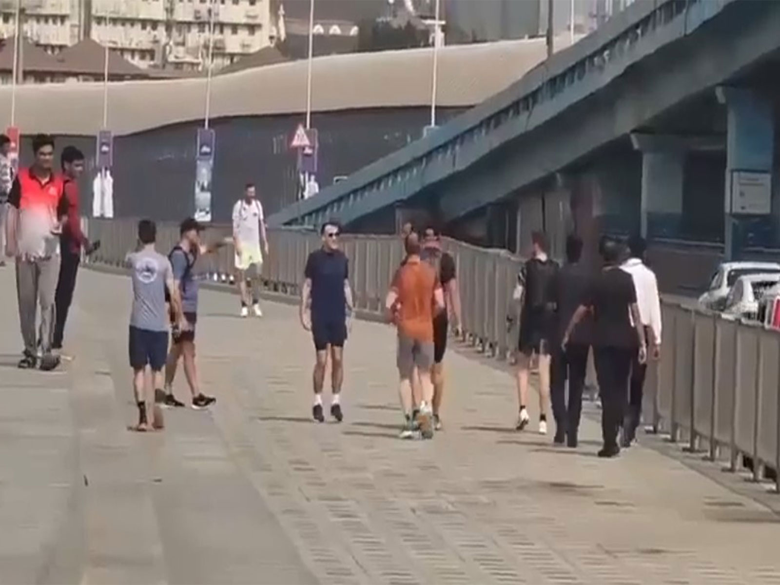 French President Macron on his morning jog in Mumbai (Photo/ANI)