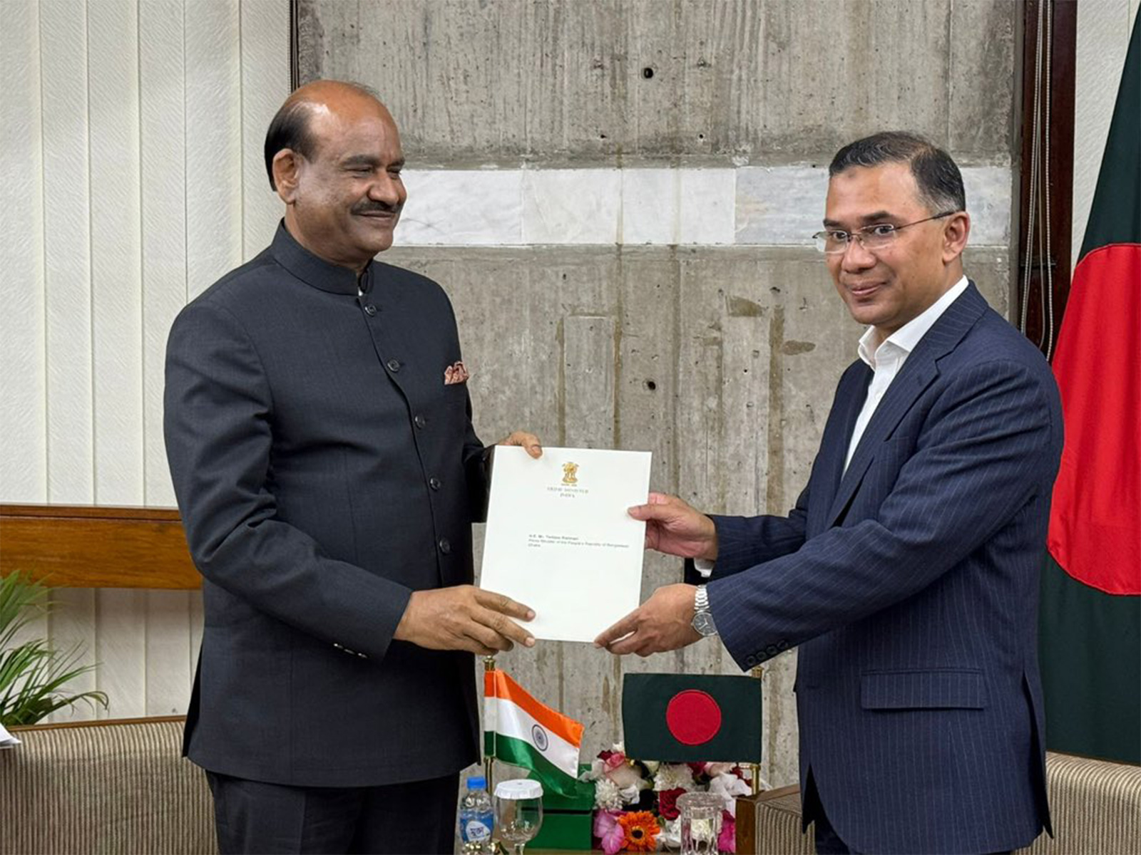 Lok Sabha Speaker Om Birla and Bangladesh Prime Minister Tarique Rahman (Photo: X@hamidullah_riaz)
