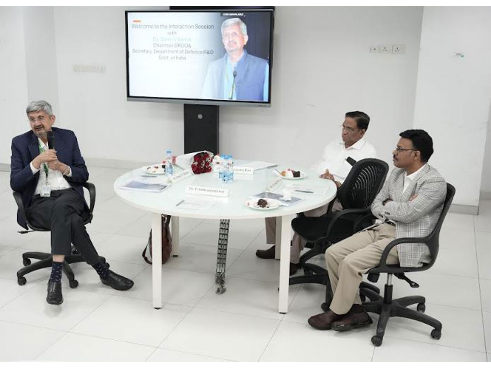 Dr Samir V Kamat, DRDO Chairman with Dr P Sathyanarayanan and Prof. D Narayana Rao from SRM University-AP
