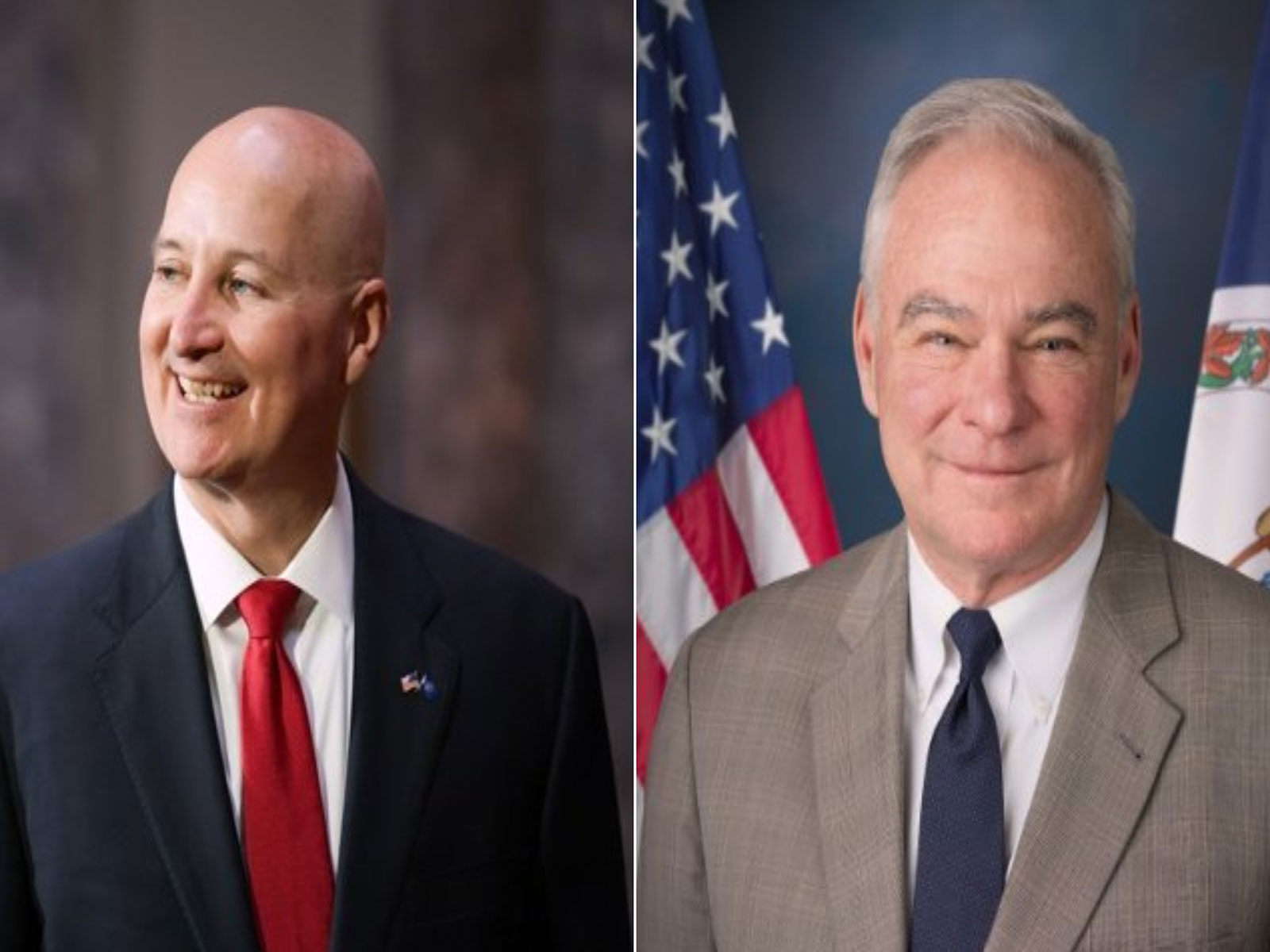  Senator Tim Kaine and Nebraska Governor Pete Ricketts (Photos/ X@SenTimKaine, @SenatorRicketts )