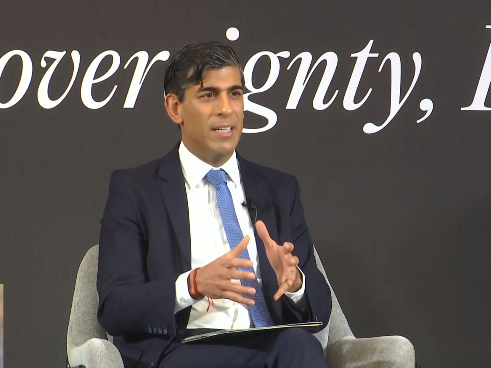 Former UK Prime Minister Rishi Sunak speaks at the 'Governing in the Age of AI: Sovereignty, Impact and Strategy' session. (Photo/ANI)