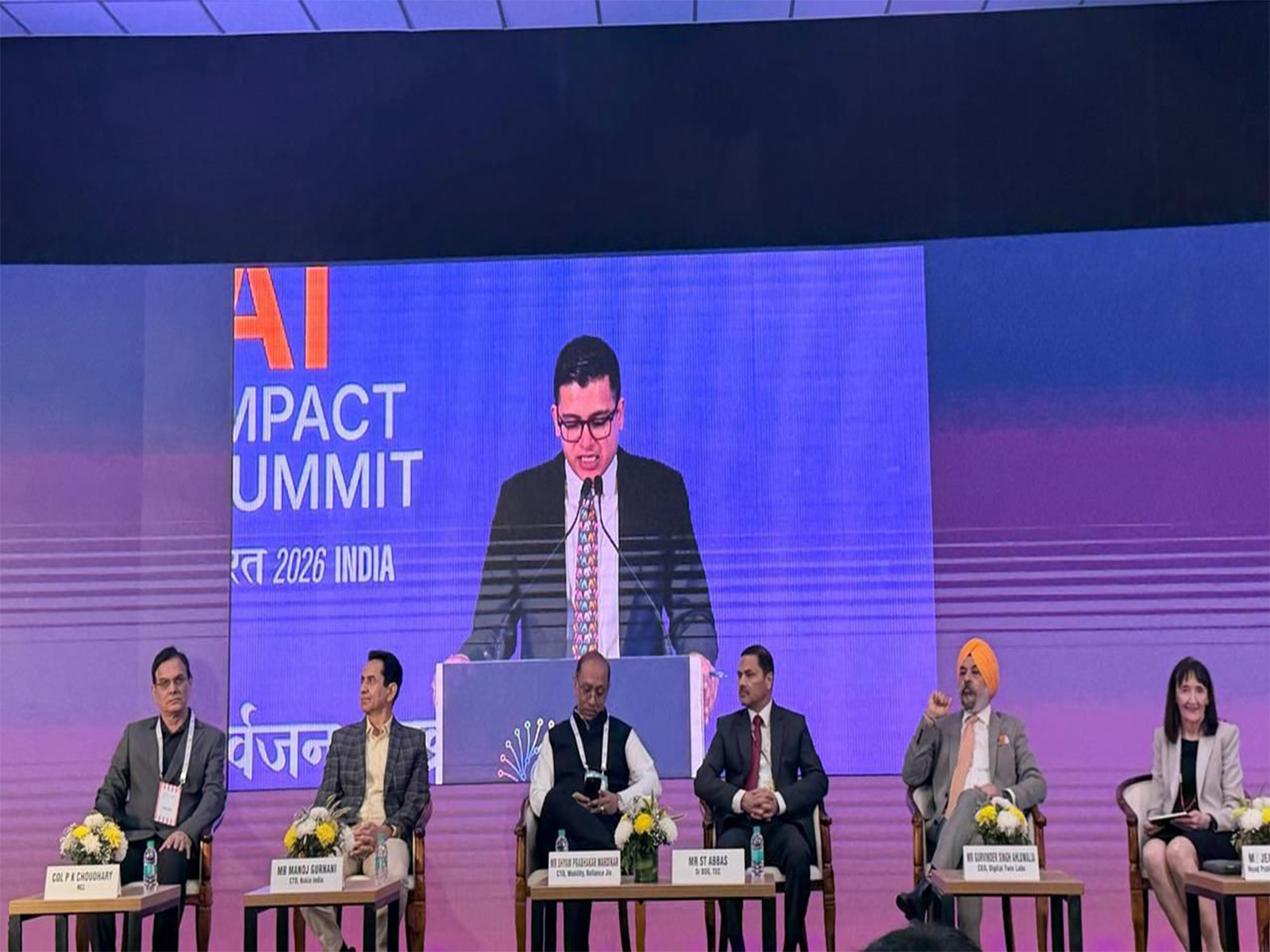 Sessions on "Generative AI and Future Networks" and "AI Powered Bharat through Universal Digital Connectivity" at the India AI Impact Summit 2026 (Photo/ANI)