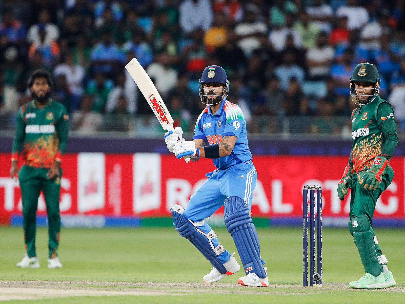 India and Bangladesh cricketers in action during a cricket match (Photo: ANI)
