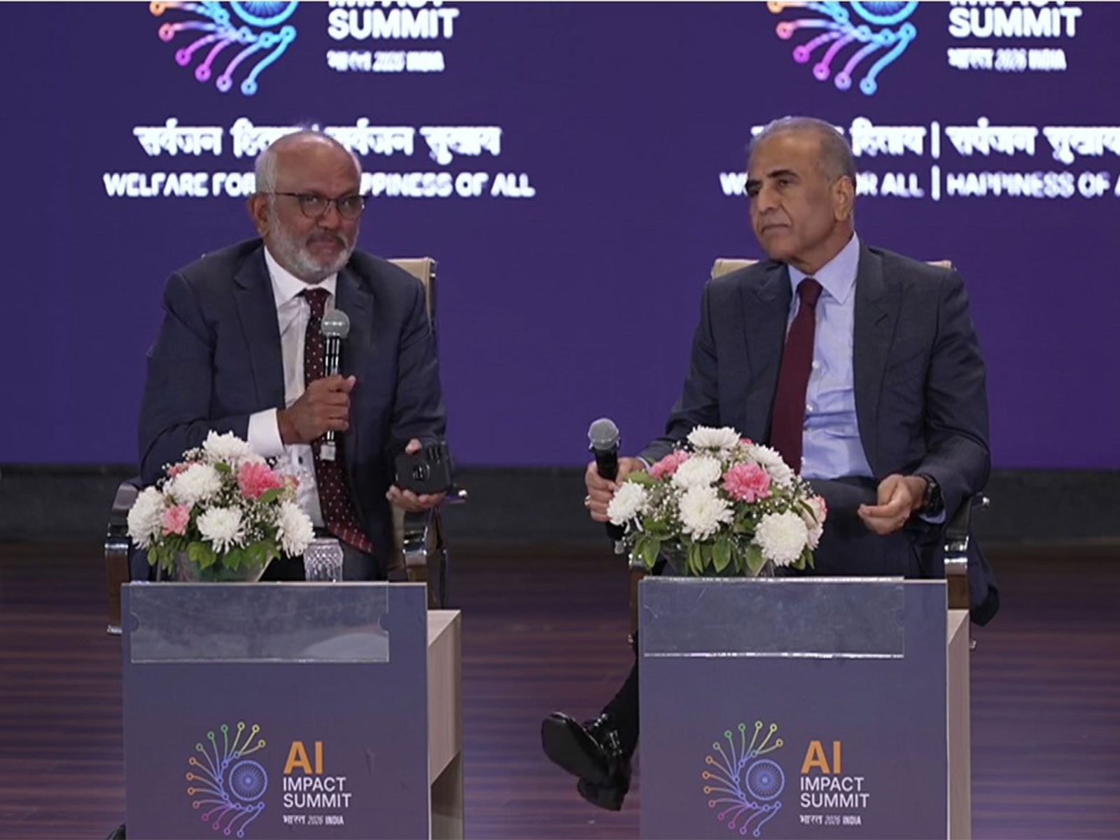 (Left) Shantanu, Adobe CEO, (Right) Sunil Bharti Mittal, Founder and Chairman, Bharti Enterprises (Photo- IndiaAI Summit)
