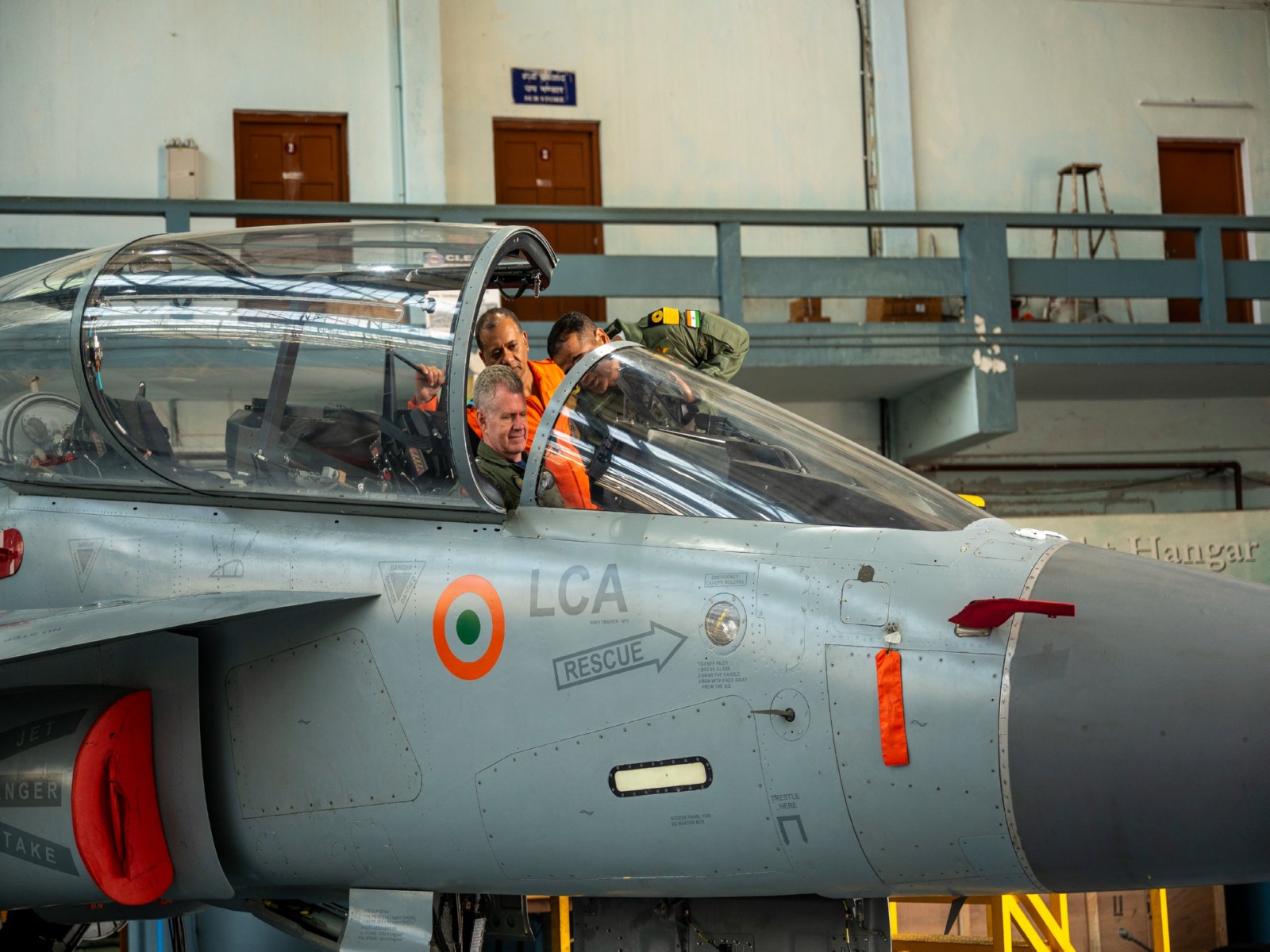 US Indo-Pacific Commander Adm. Samuel J. Paparo during a tour of a hangar housing Tejas aircraft in Bengaluru (Photo/X@INDOPACOM)