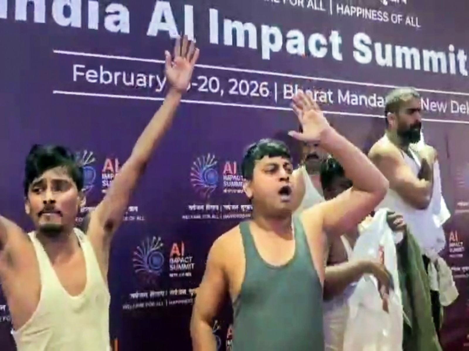 Indian Youth Congress workers at Ai Summit Protest (Photo/ANI)