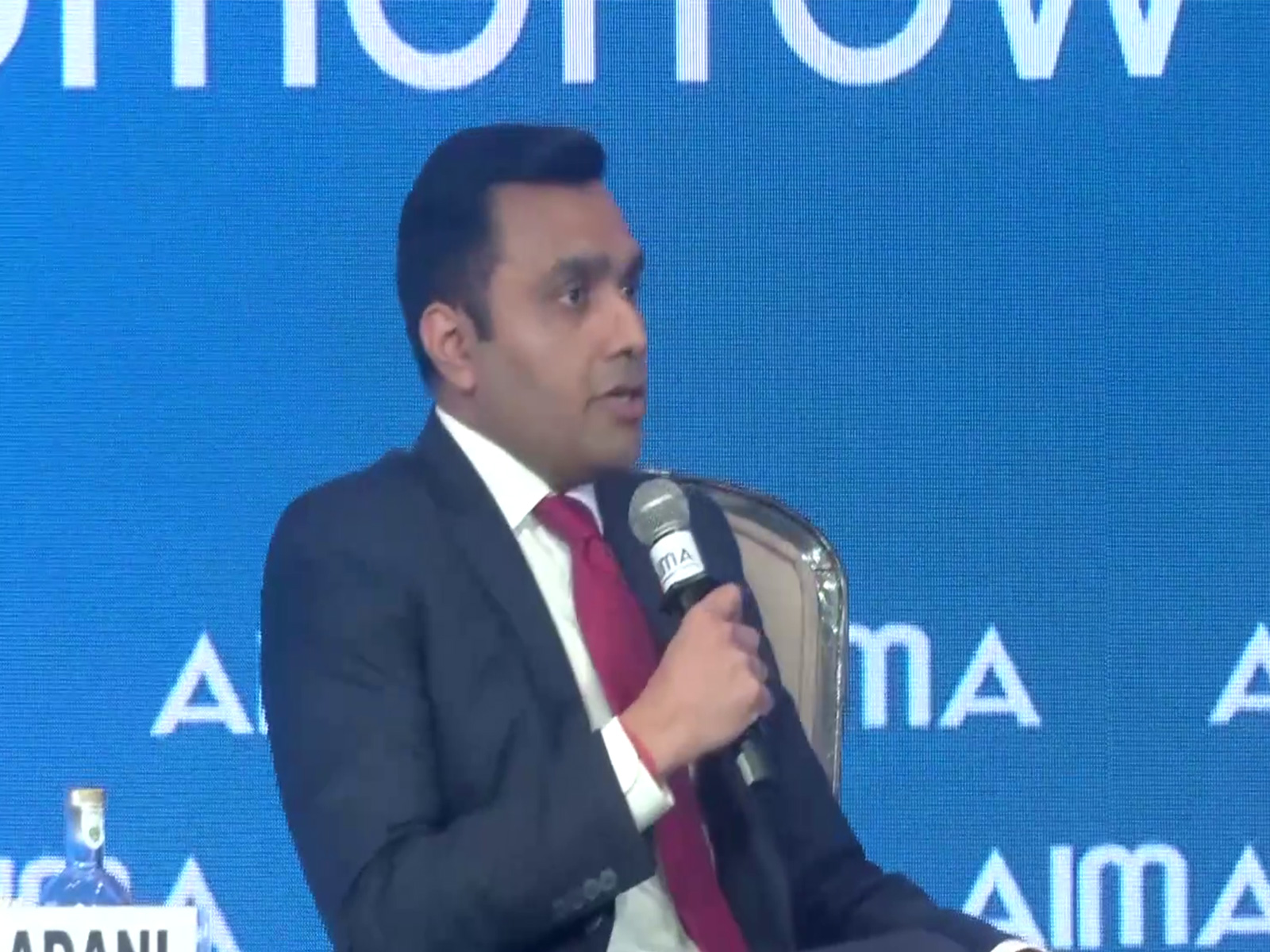 Managing Director of Adani Ports & Special Economic Zone Ltd Karan Adani speaking at an AIMA event (Photo: ANI)