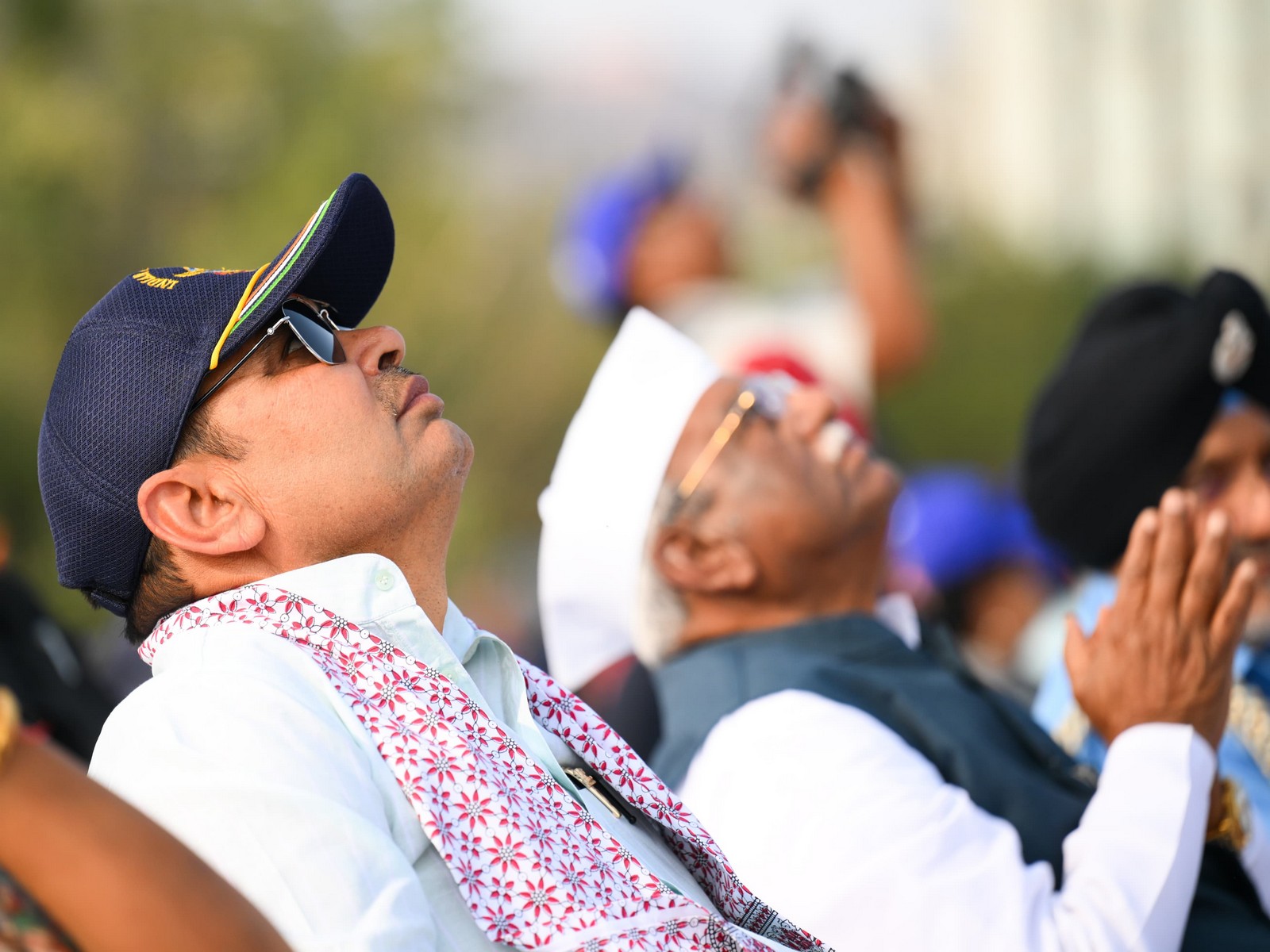 Rajasthan Chief Minister Bhajan Lal Sharma attends the Indian Air Force's Surya Kiran Aerobatic. (Photo/CMO)