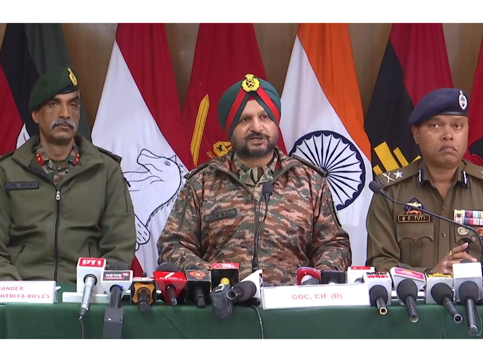 Major General APS Bal (C) during press conference with other security officials (Photo: ANI)