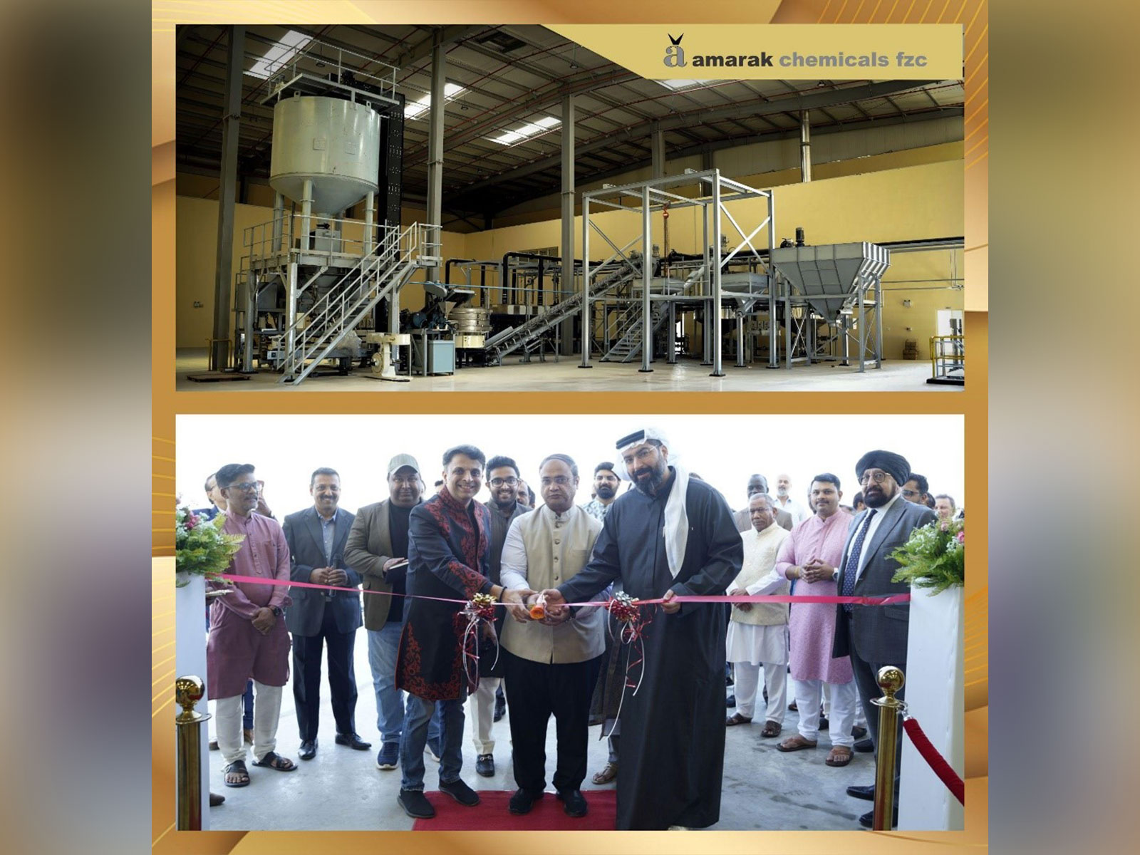 Shri B. G. Krishnan, Saoud Al Awadhi & Dr. Rahul Mirchandani at AMARAK Chemicals launch, Dubai