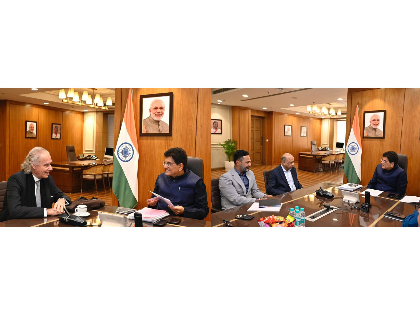 Union Minister Piyush Goyal holds meetings with global corporate leaders, including IBM CEO Arvind Krishna and Jefferies' Christopher Wood, to discuss AI, investment trends, and India's growth opportunities. (Photo: X/@PiyushGoyal)
