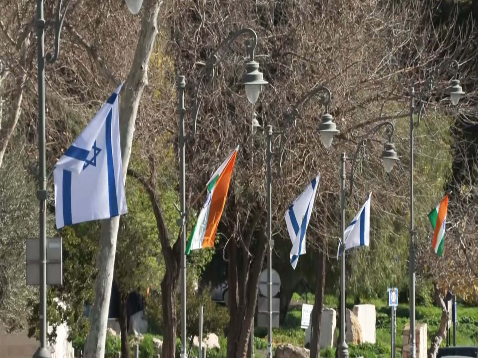Israel and India flags in Jerusalem ahead of PM Modi's Israel visit (Photo/ANI)
