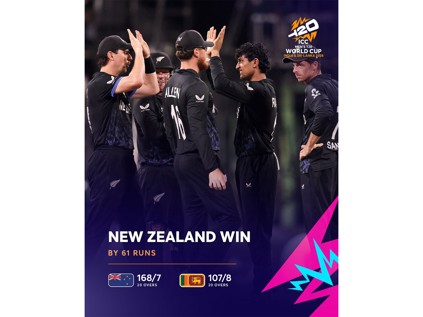 New Zealand team celebrating. (Photo: @ICC X)