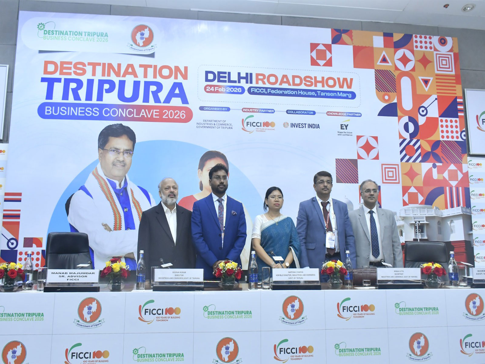 Smt. Santana Chakma, Hon'ble Minister for Industries & Commerce, Government of Tripura, with senior officials of the State Government and FICCI at the Delhi Roadshow