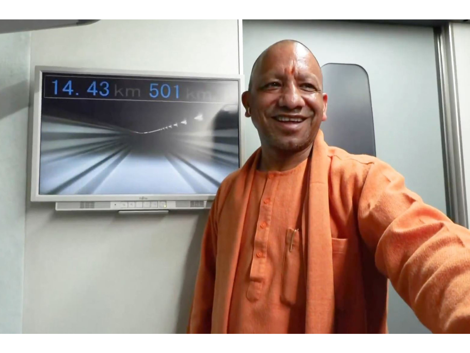 Uttar Pradesh Chief Minister Yogi Adityanath during a test ride on Japan's SC Maglev at the Yamanashi Maglev Line. (Photo: X/@myogiadityanath)