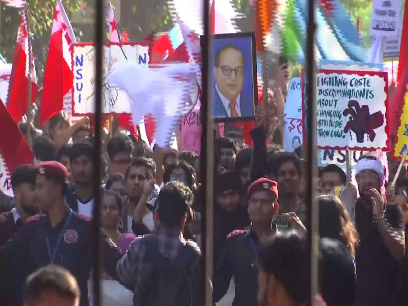 Visual from the site of protest led by JNUSU (Photo/ANI)