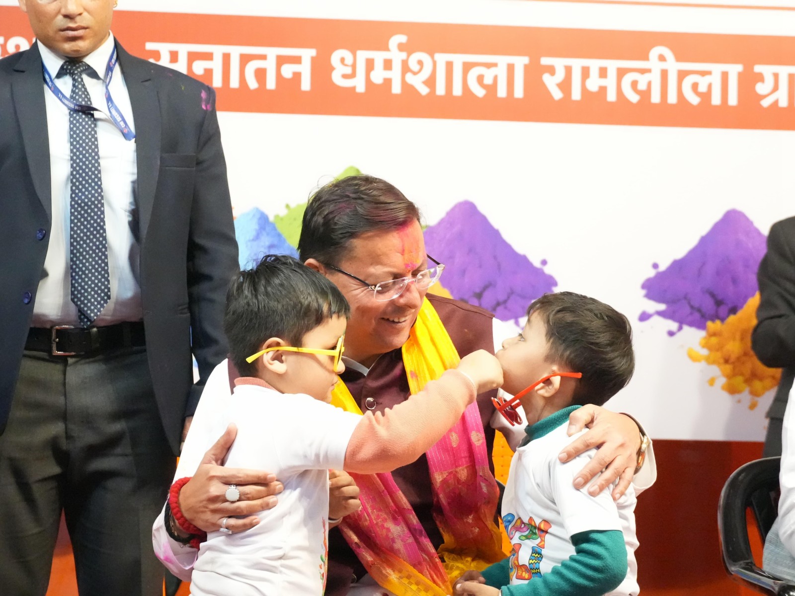 Chief Minister Pushkar Singh Dhami at 'Holi Milan' ceremony (Photo/ANI)